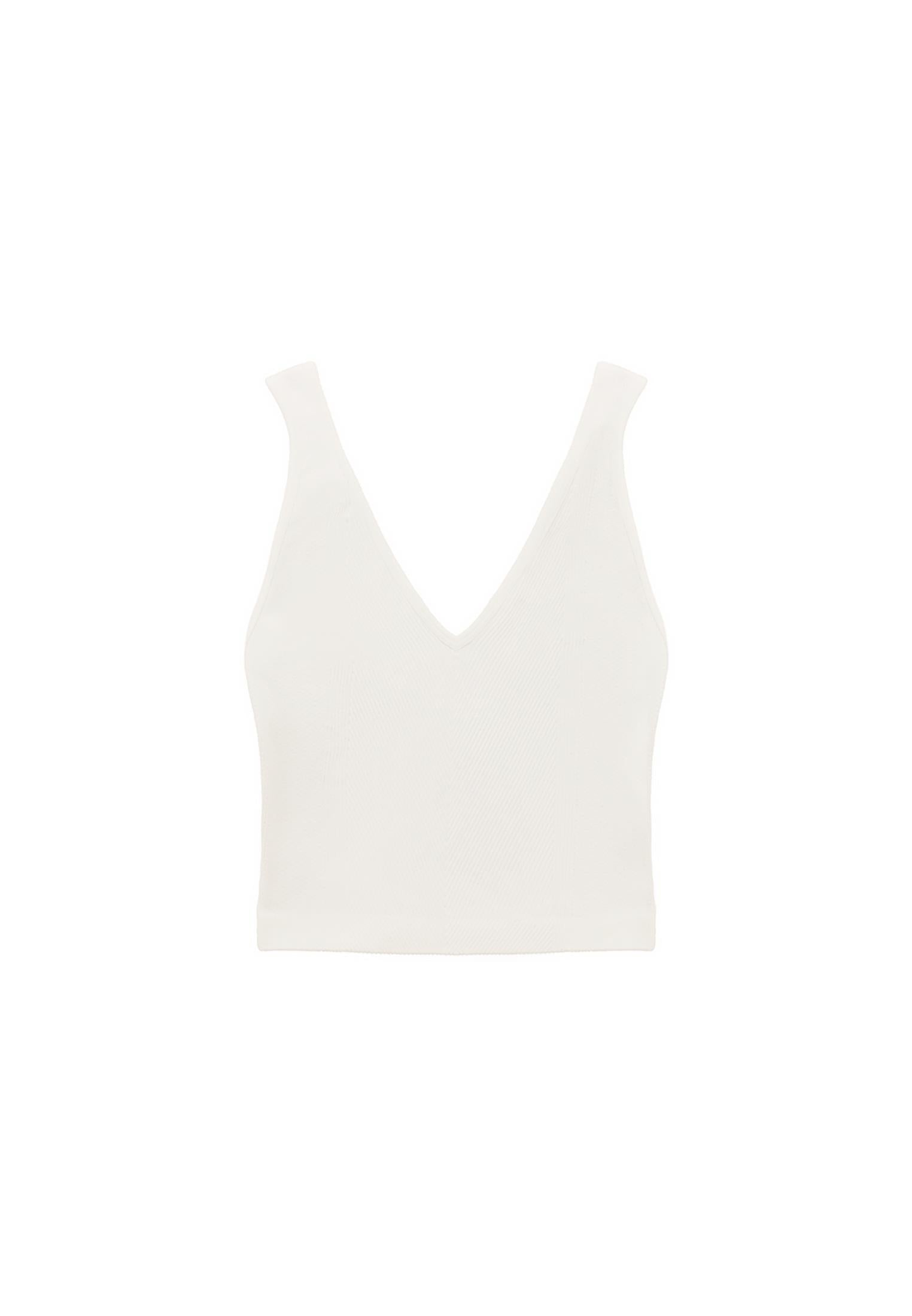V Neck Bodycon Tank Top - WHITE