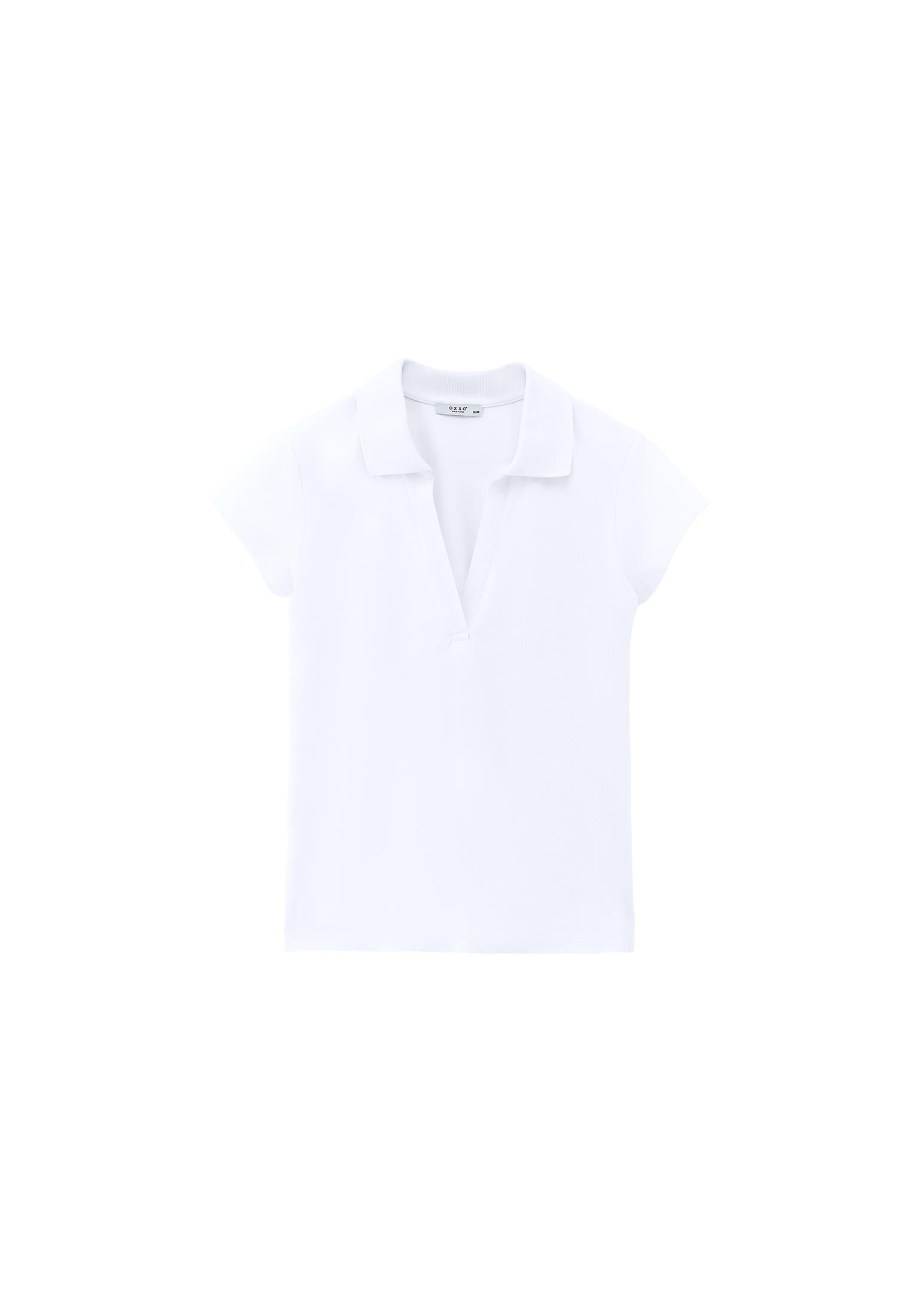 Polo Collar T-Shirt - WHITE