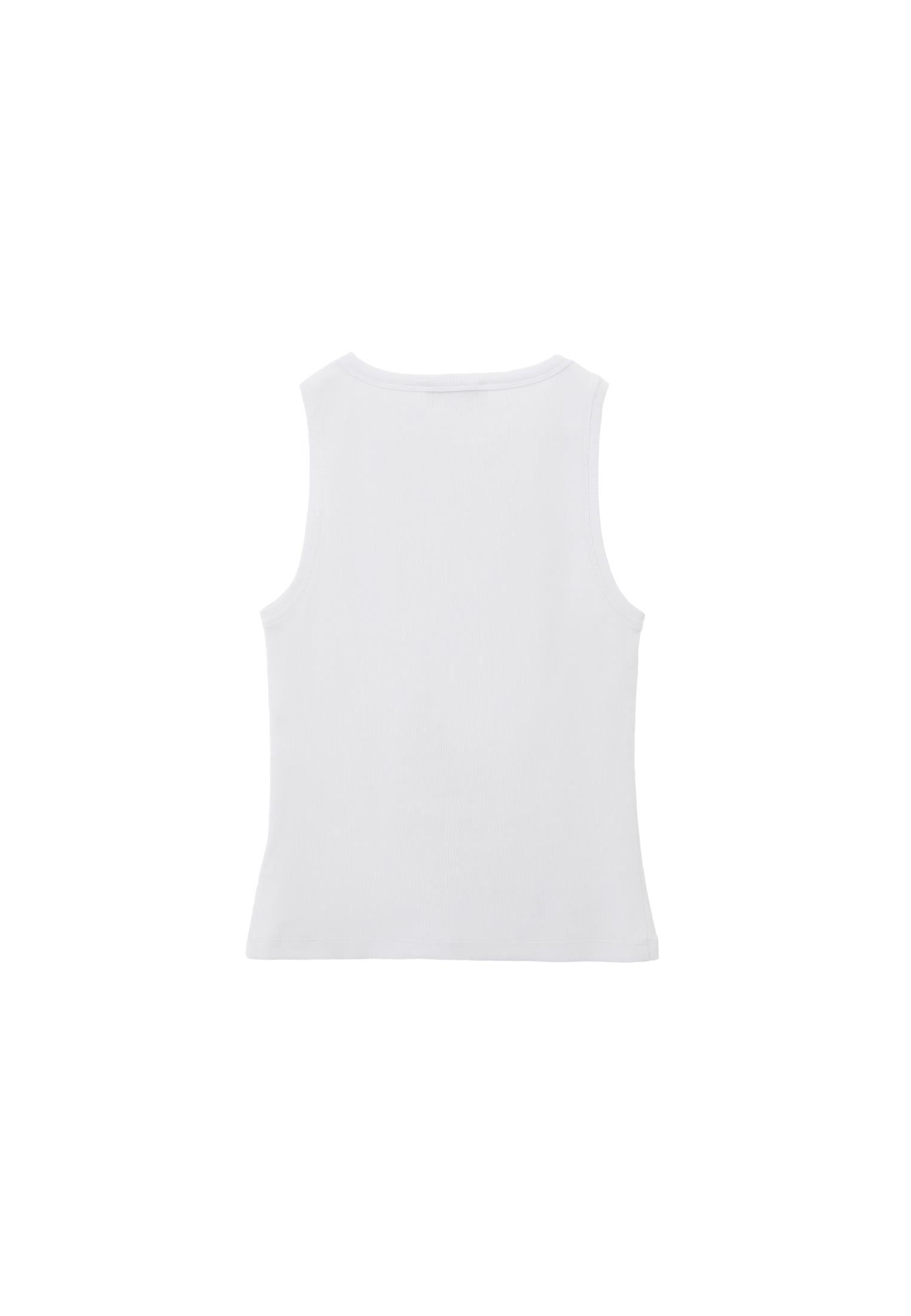 Sleeveless Tank Top With Crew Neck - WHITE