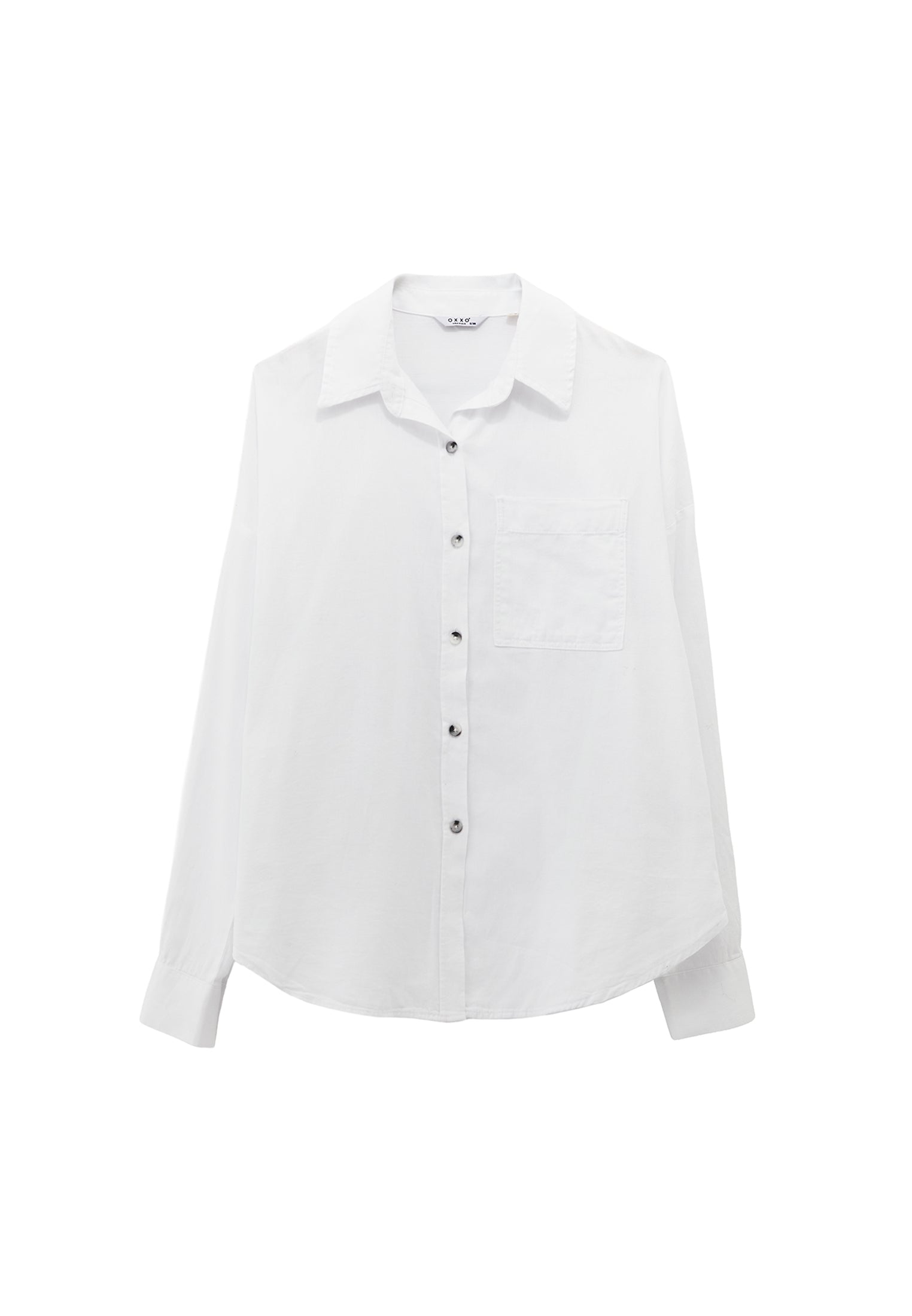 Buttoned Shirt Collar Oversize Shirt - WHITE