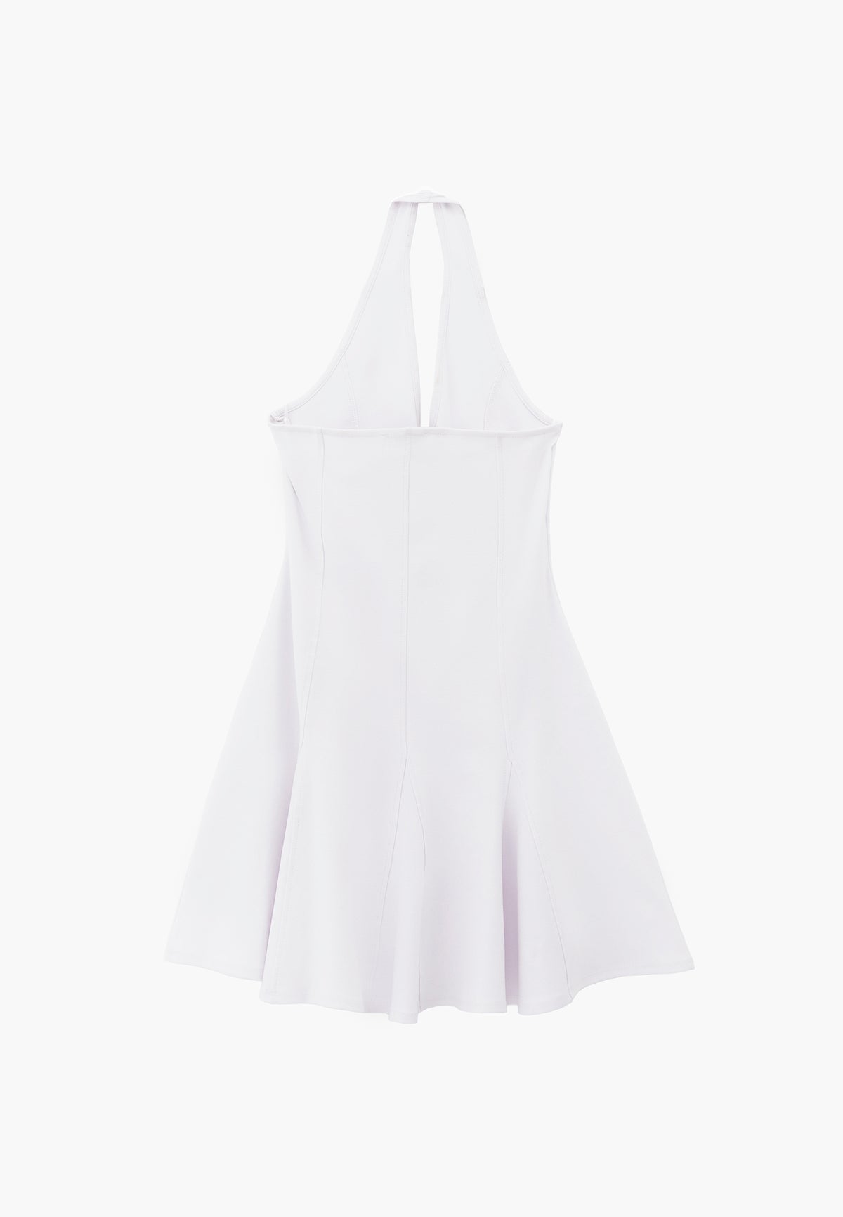 Flared Cut V-Neck Short Dress - WHITE