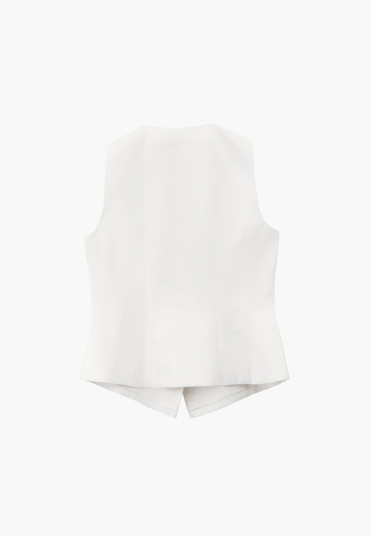 V Neck Button Detailed Sleeveless Vest - WHITE