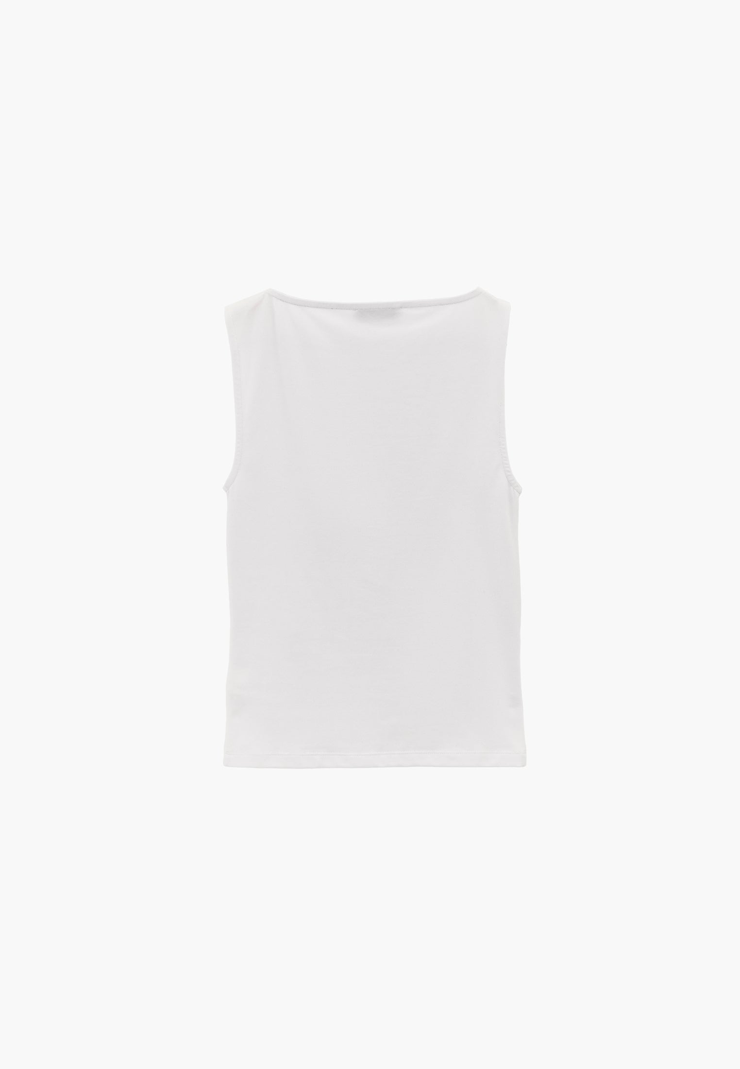 Boat Neck Bodycon Tank Top - WHITE