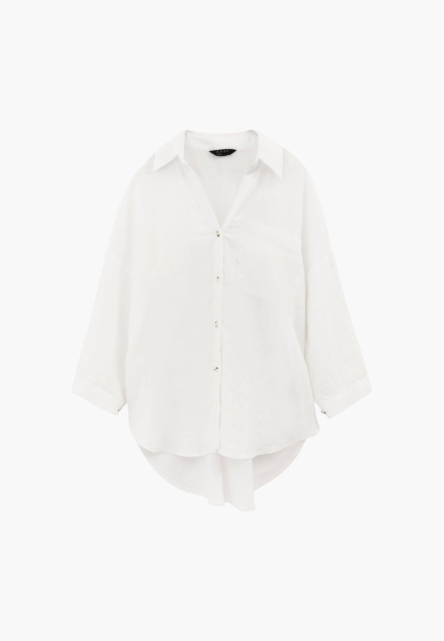 Shirt Collar Oversize Button Detailed Standard Shirt - WHITE