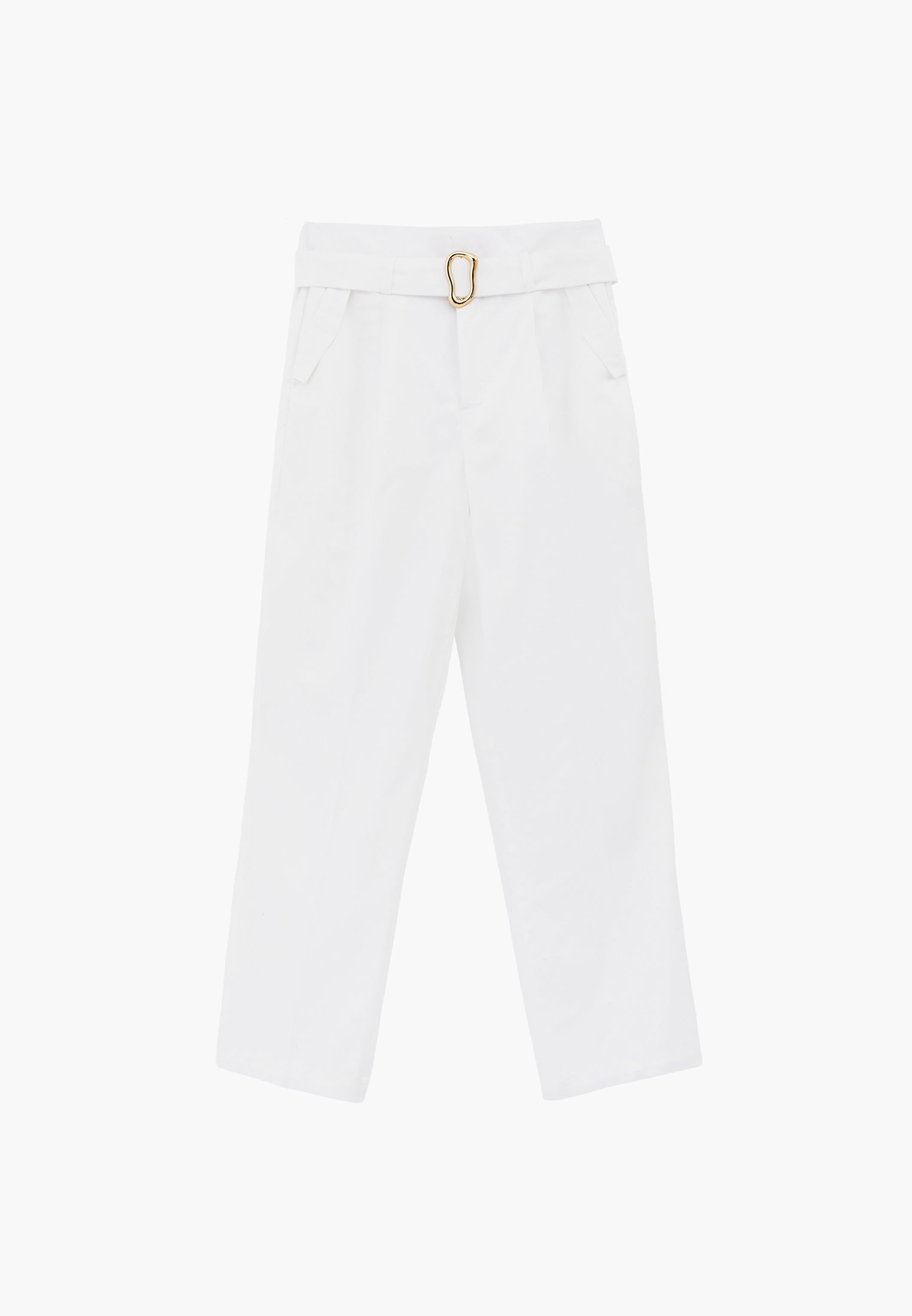 Ultra High Waist Carrot Pants With Belt And Elastic Waist - WHITE