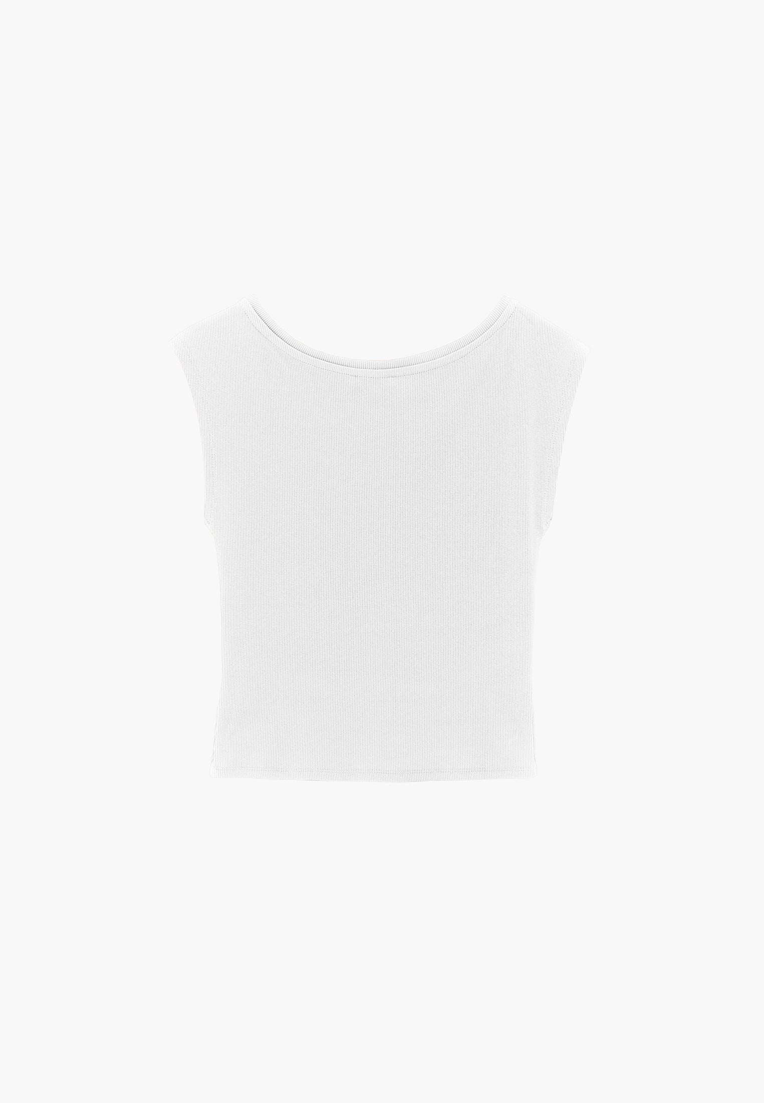Boat Neck Sleeveless T-Shirt - WHITE