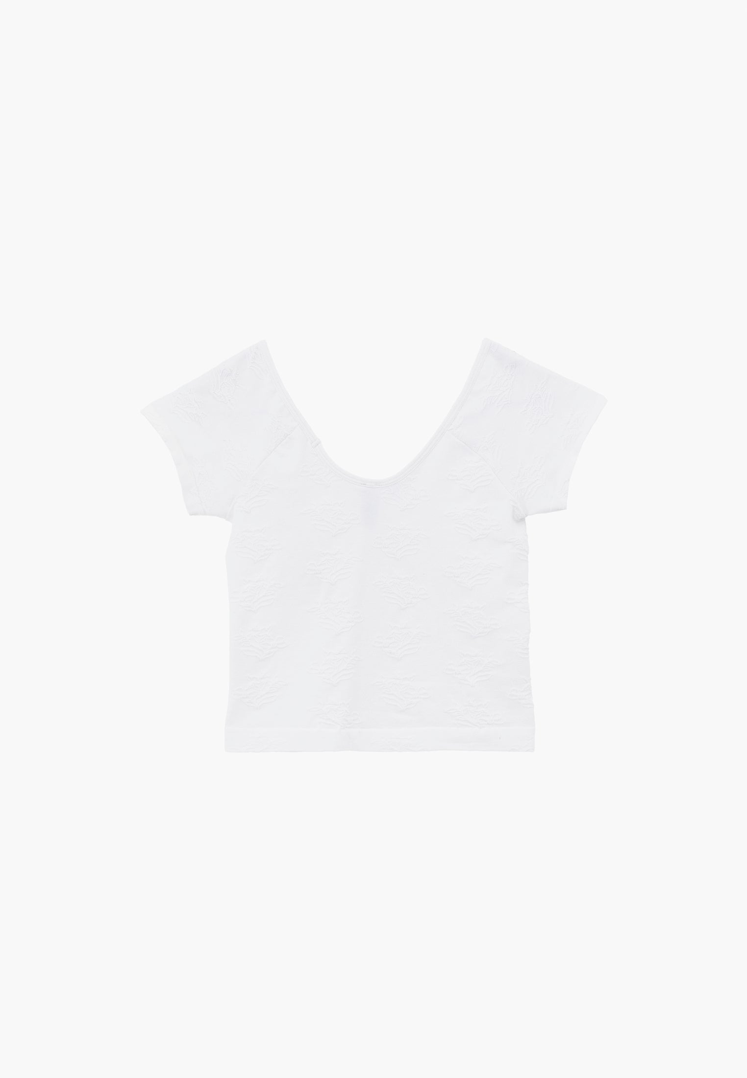Wide Neck Short Sleeve Bodycon T-Shirt - WHITE