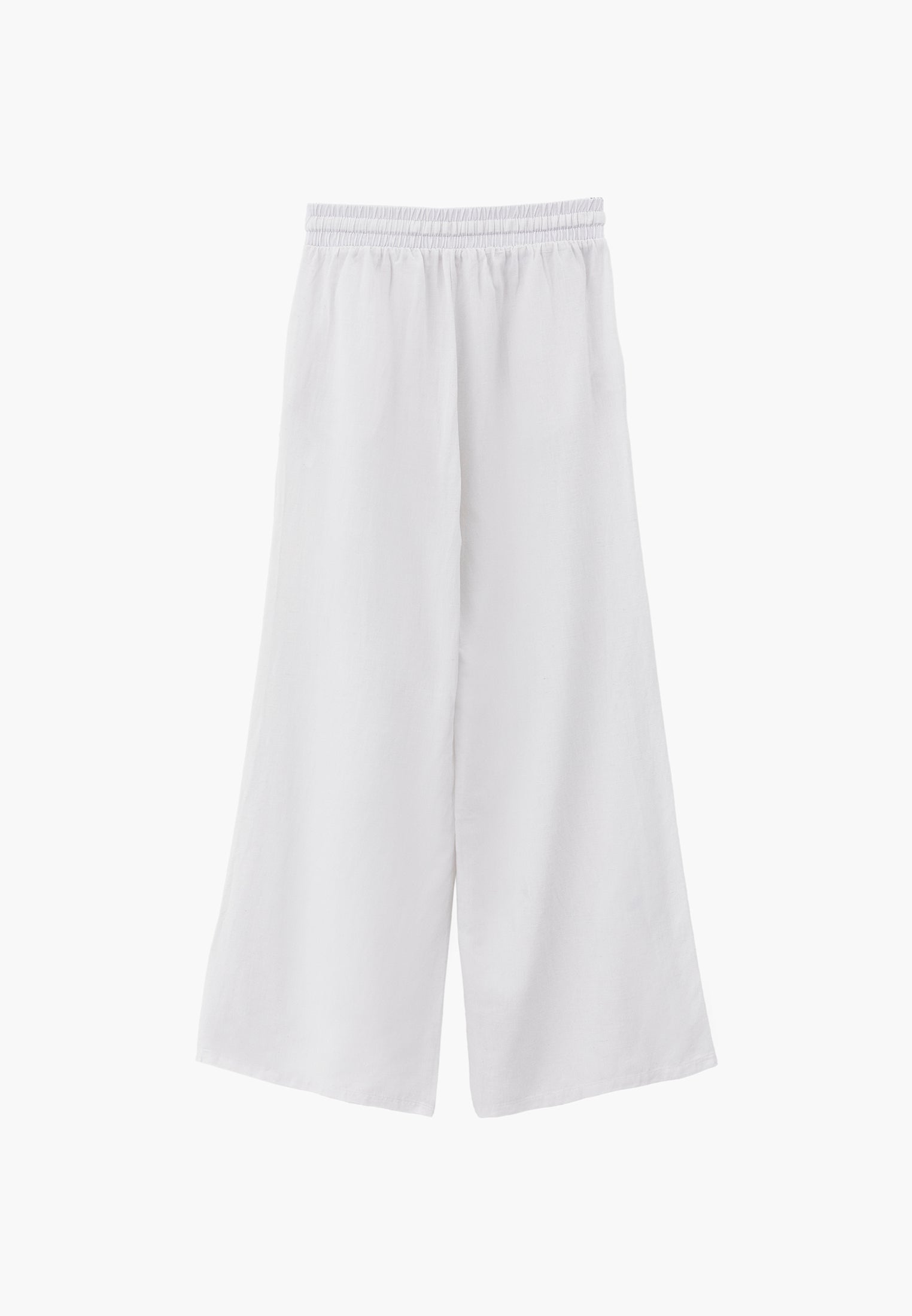 High Waist Wide Leg Elastic Waist Pants - WHITE