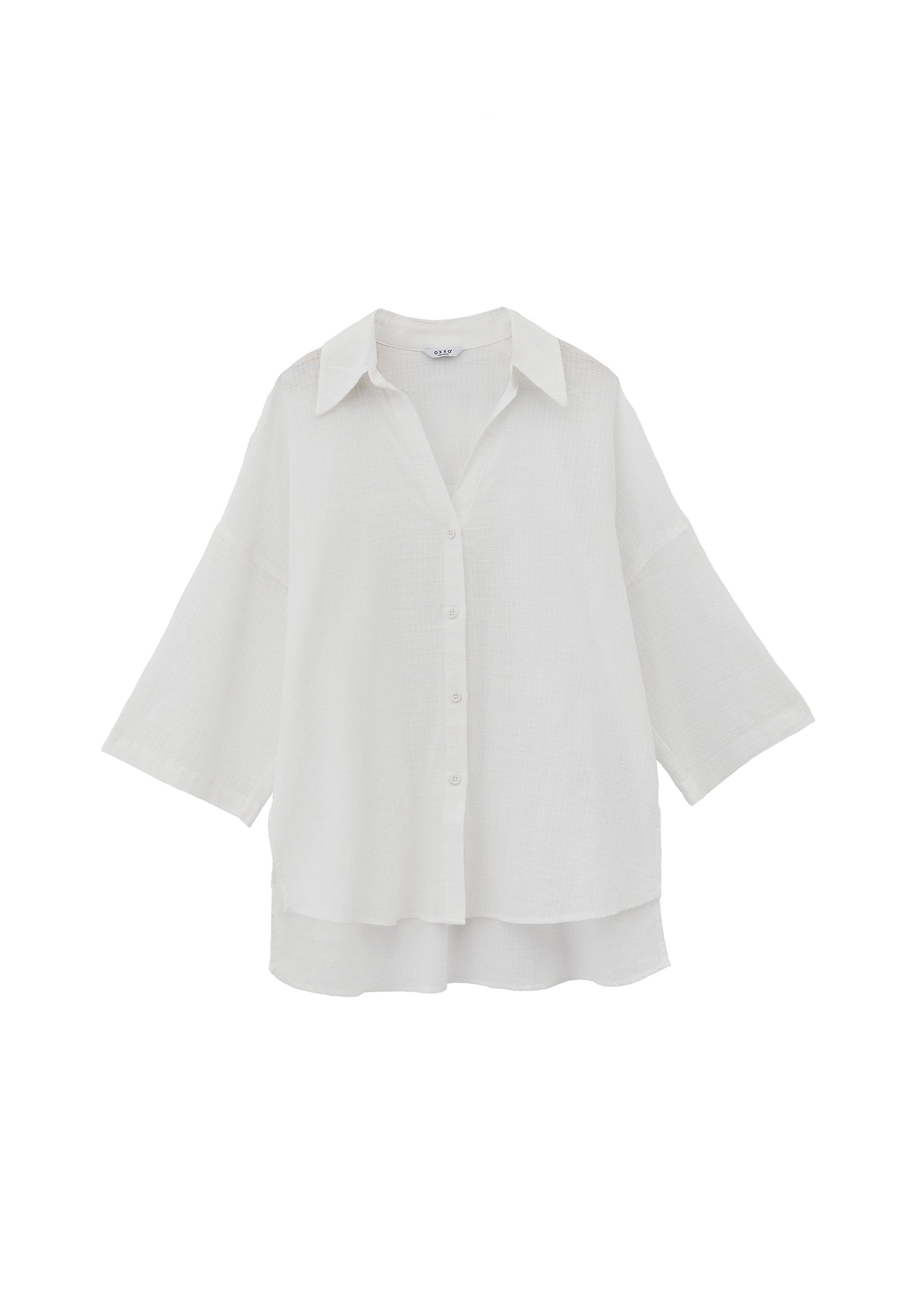 Shirt Collar Oversize Button Detailed Standard Shirt - WHITE