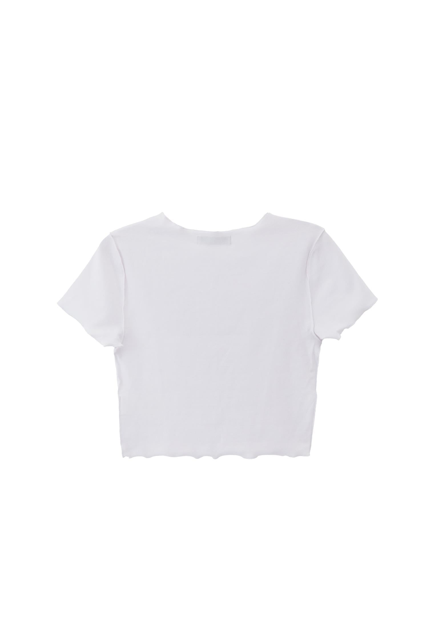 Closed Form Cropped Short Sleeve Crew Neck T-Shirt - WHITE