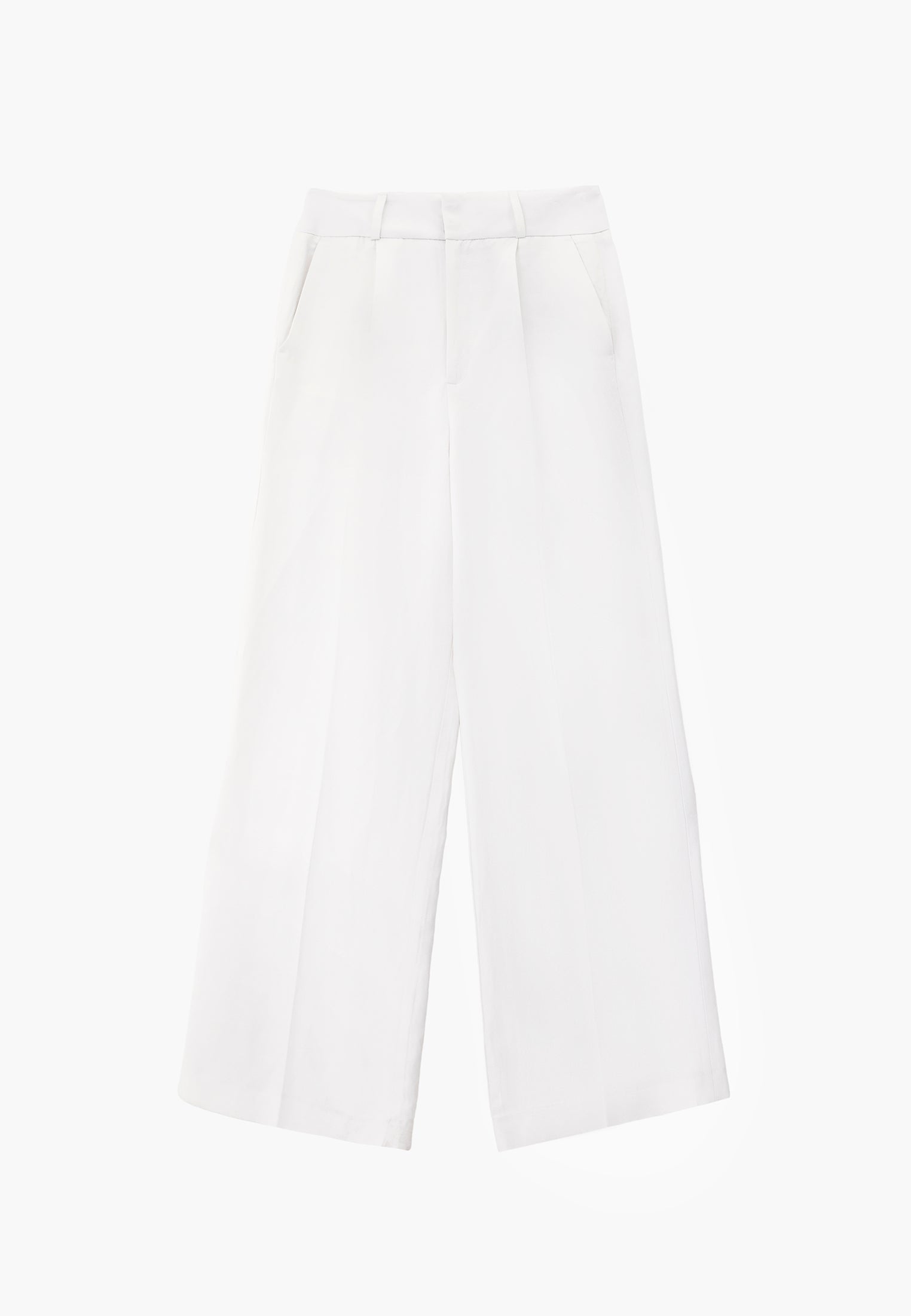 Wide Leg Pleated Ultra High Waist Long Pants - WHITE