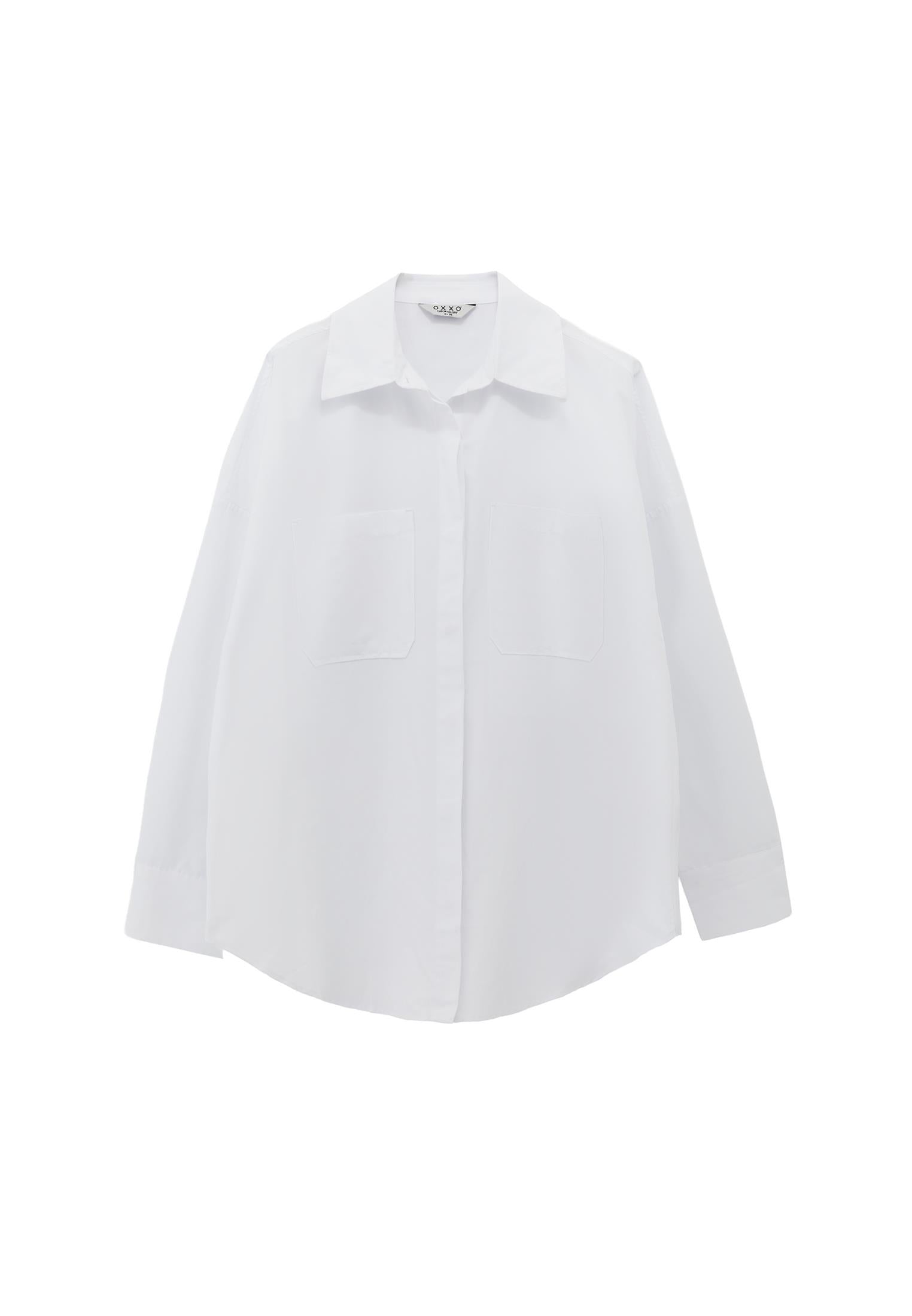 Button Detailed Tunic Shirt - WHITE