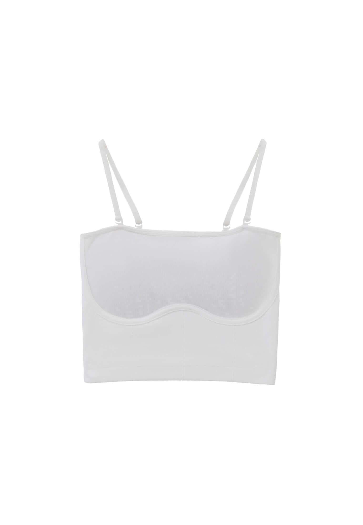 Jacquard Strapless Sleeveless Top - WHITE