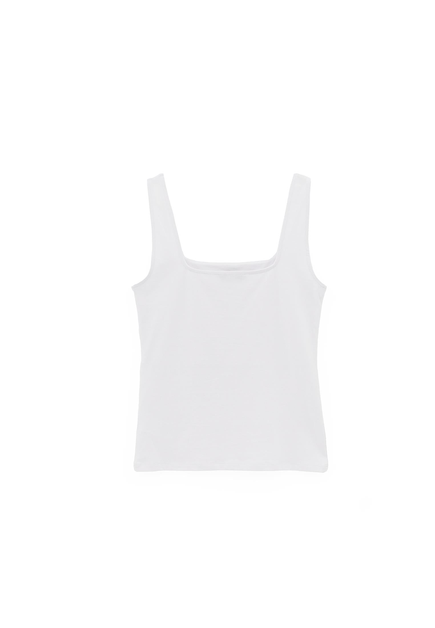 Square Neck Bodycon Tank Top - WHITE