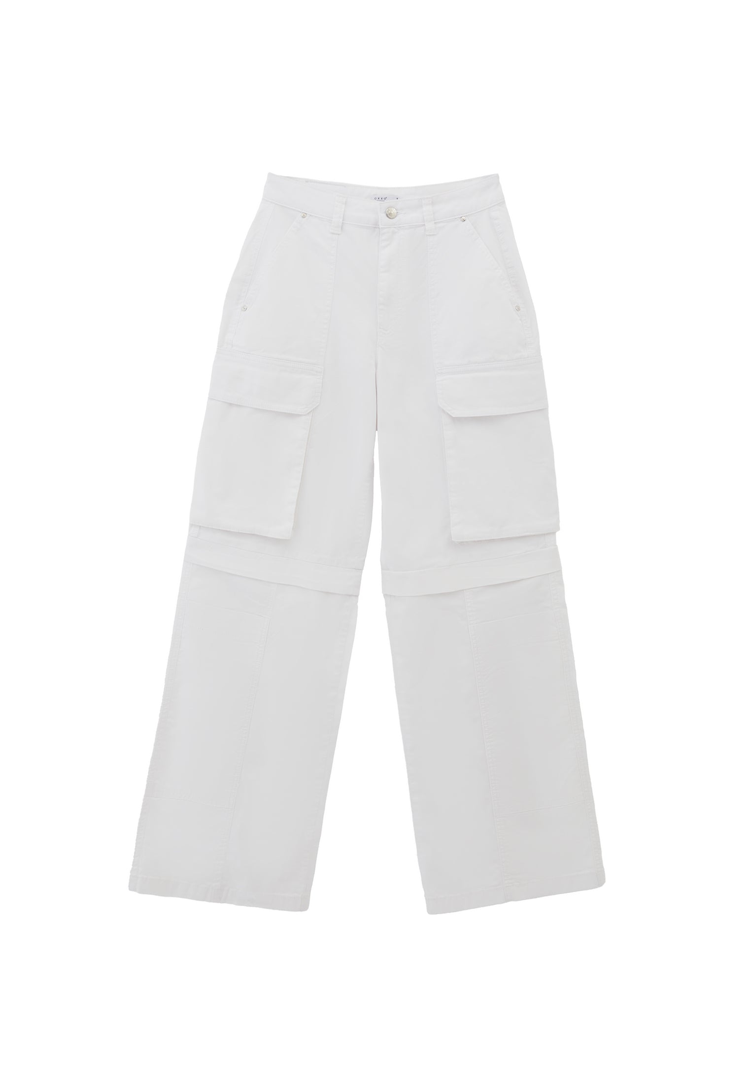 Wide Leg High Waist Cargo Pants - WHITE