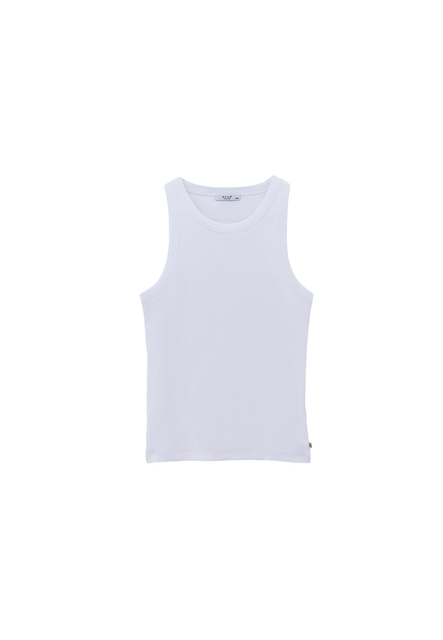 Crew Neck Tank Top - WHITE
