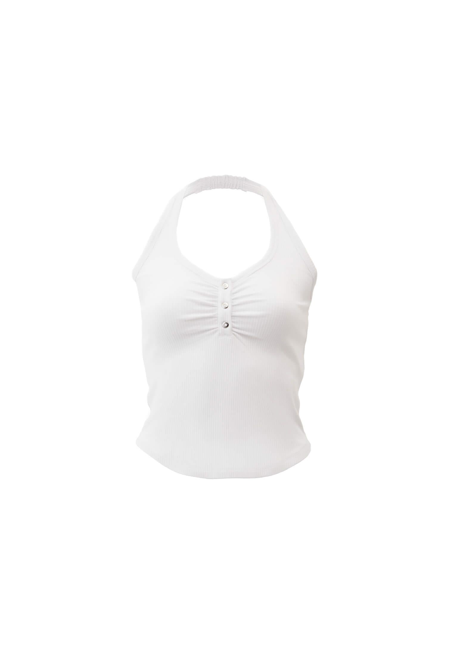 U Neck Bodycon Tank Top - WHITE