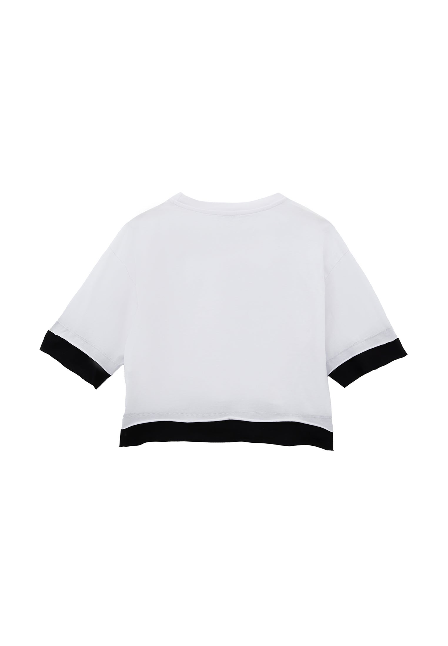 Cropped Crew Neck T-Shirt - WHITE