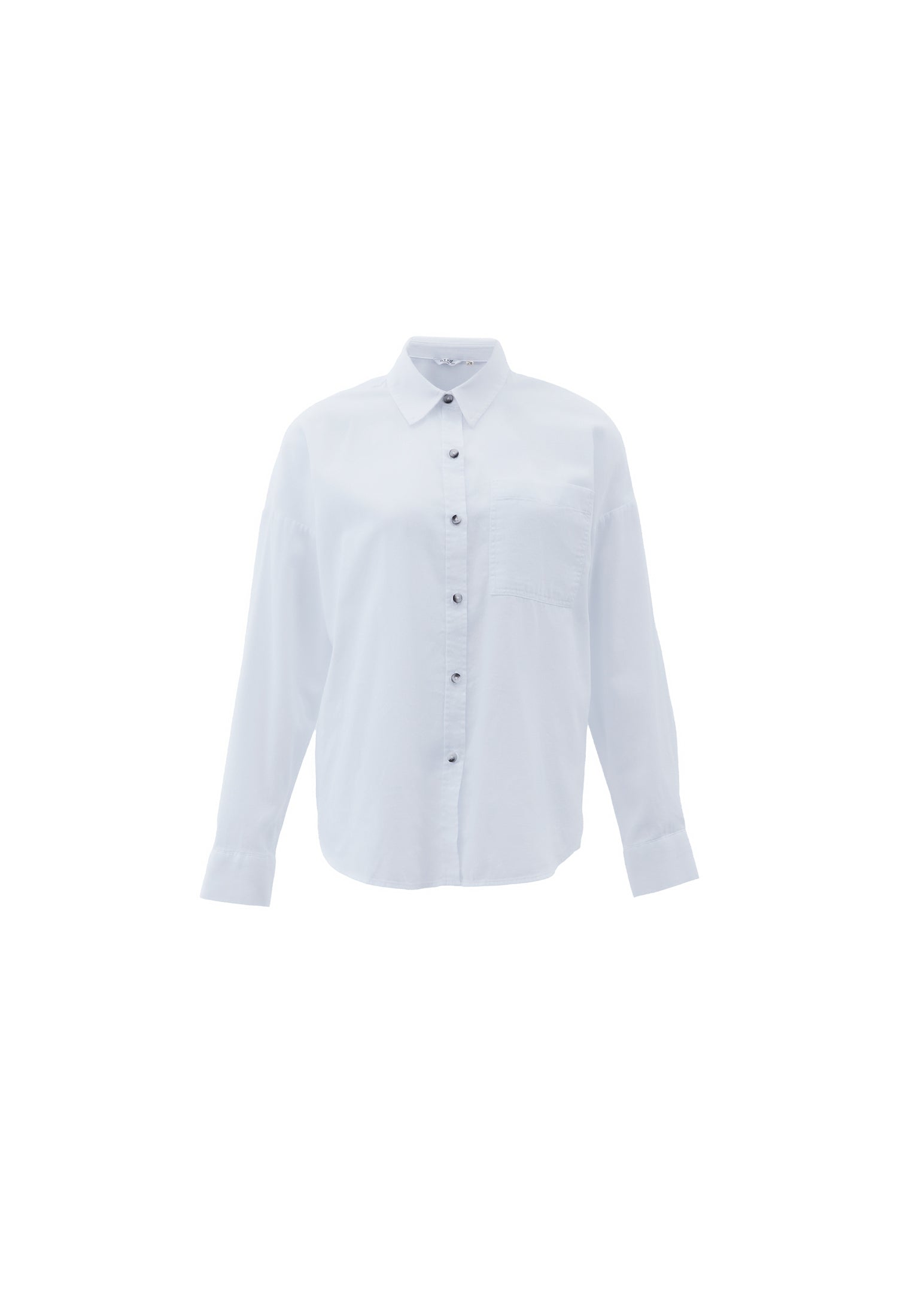 Shirt Collar Buttoned Oversize Long Sleeve Shirt - WHITE