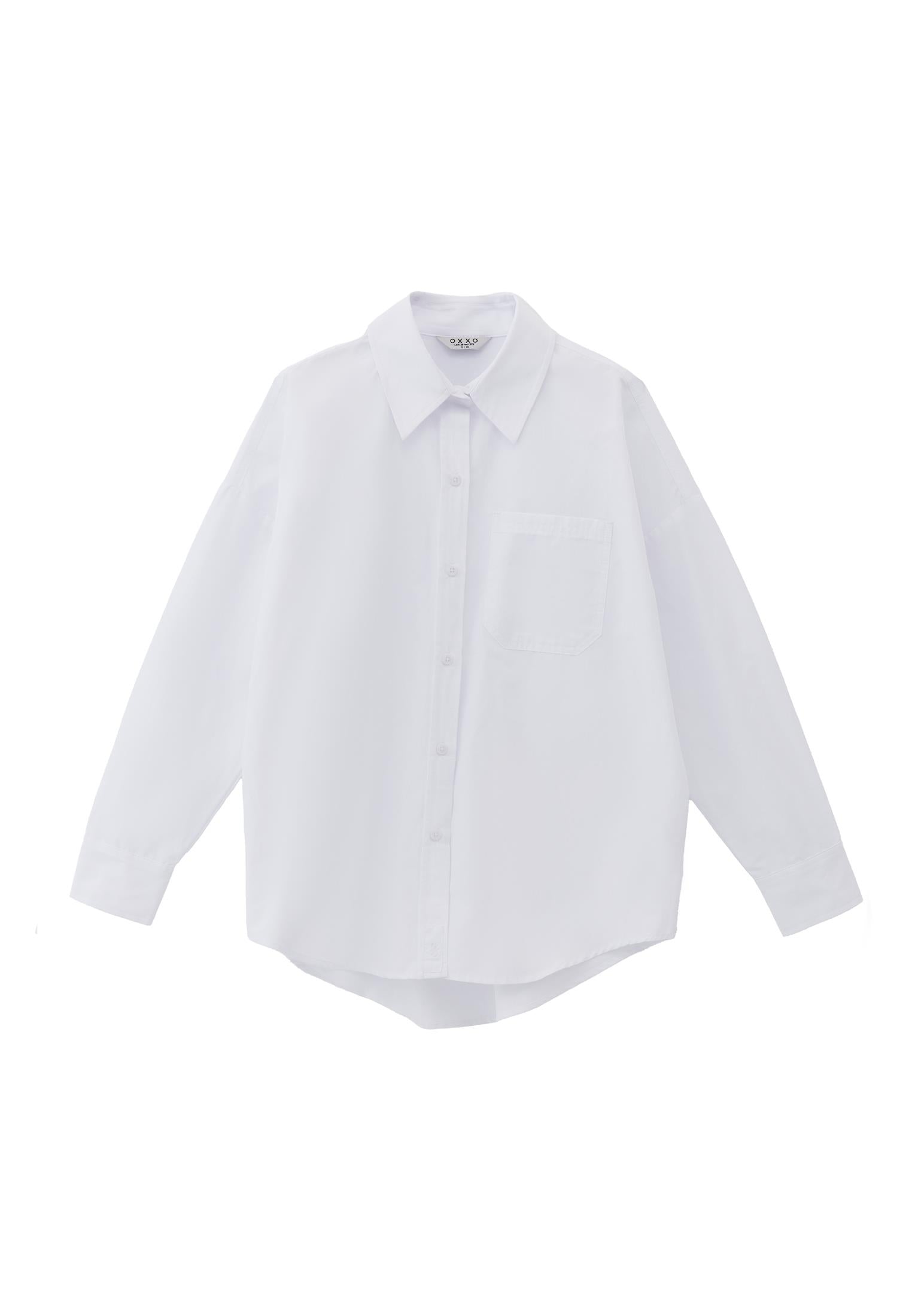 Oversize Long Sleeve Printed Shirt - WHITE