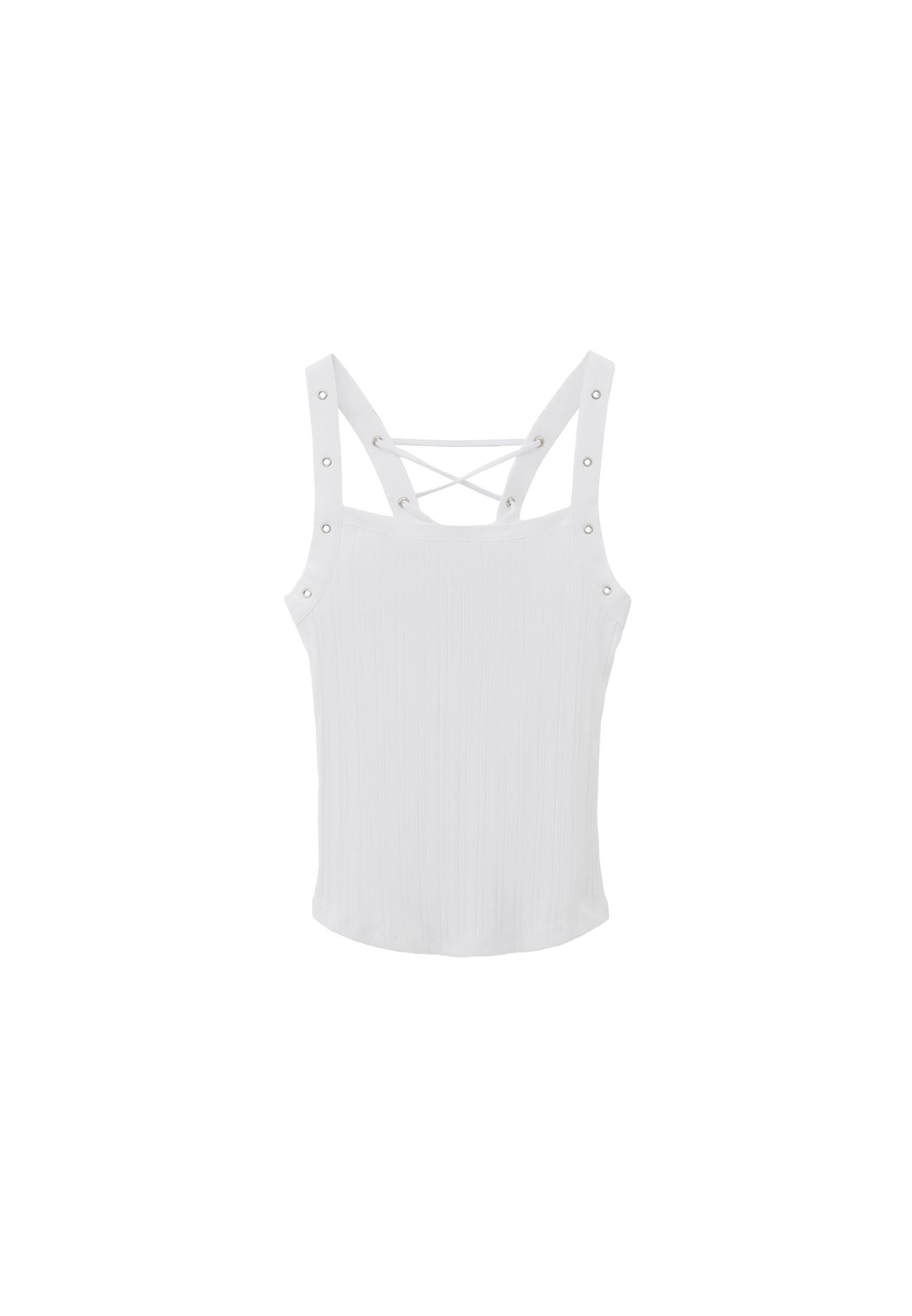 Wide Neck Tank Top - WHITE