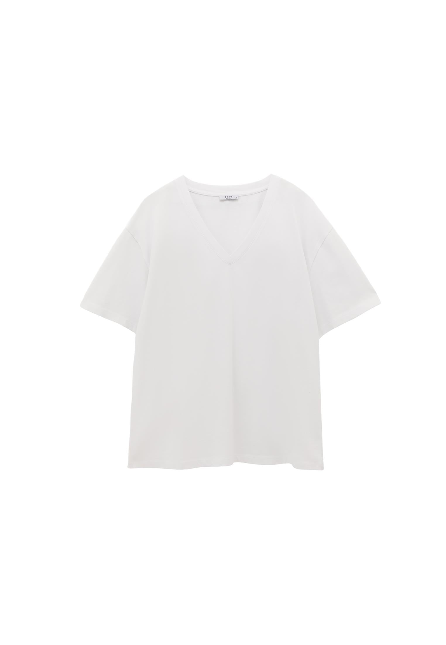 V Neck Boyfriend T-Shirt - WHITE