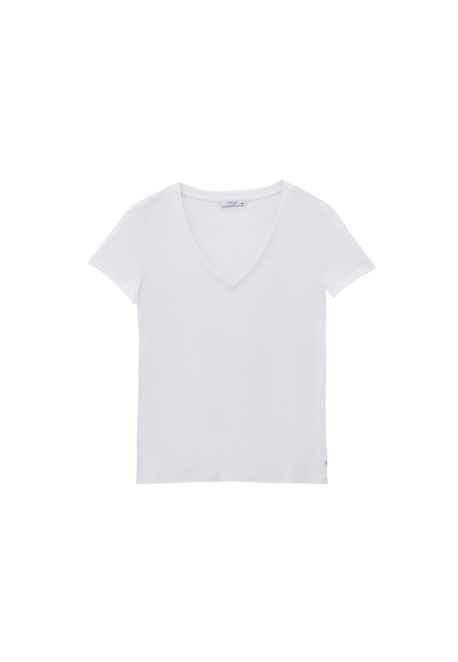 V Neck Short Sleeve T-Shirt - WHITE