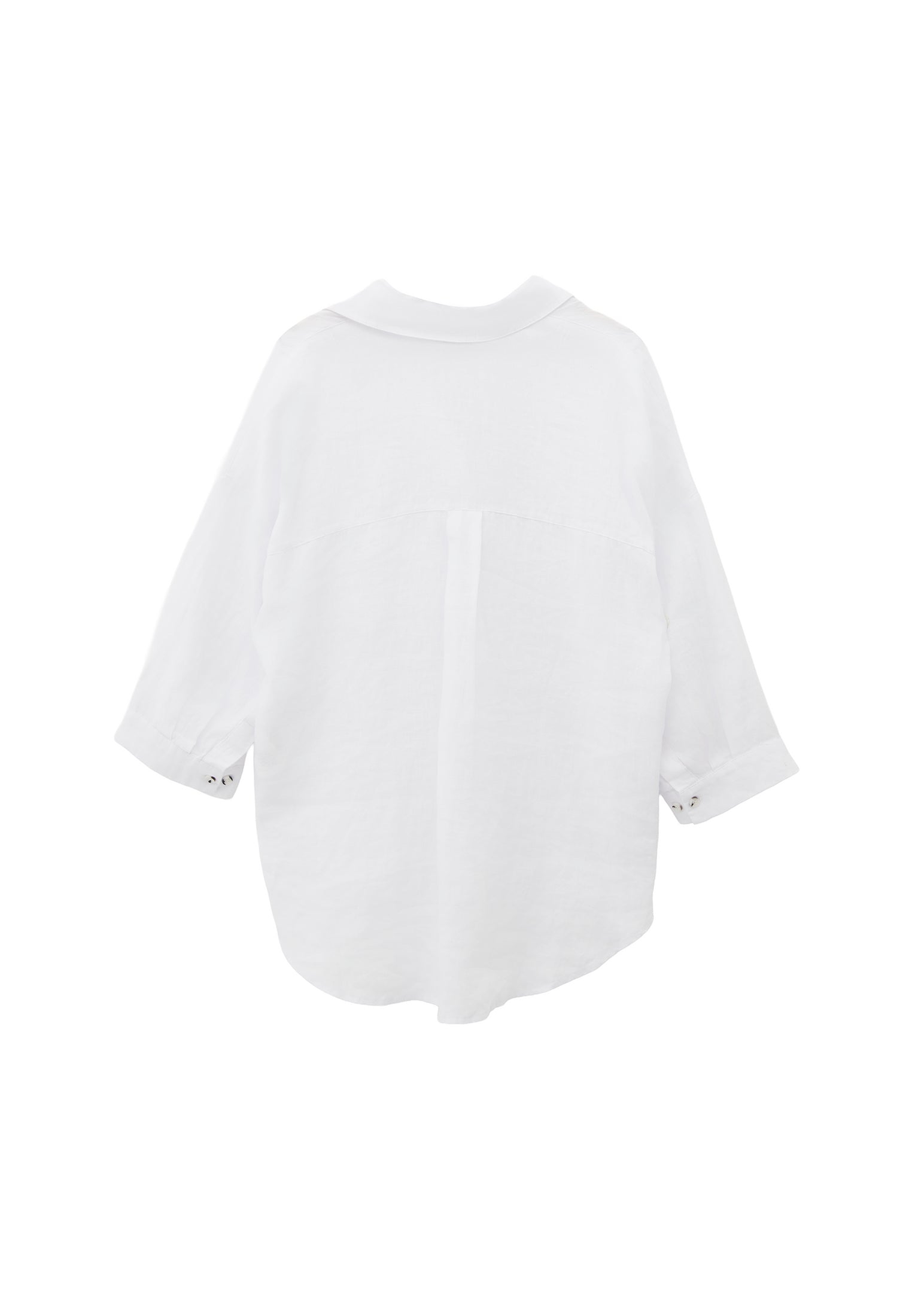Shirt Collar Oversize Tunic Shirt - WHITE