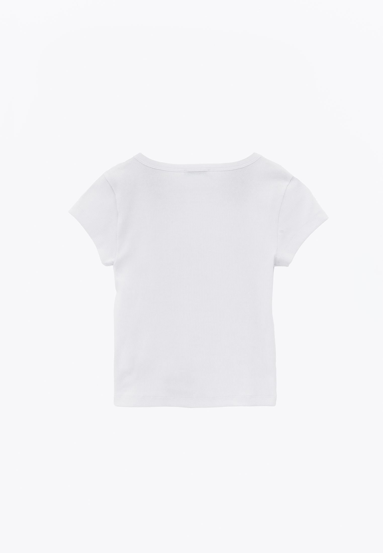 U Neck Bodycon T-Shirt - WHITE