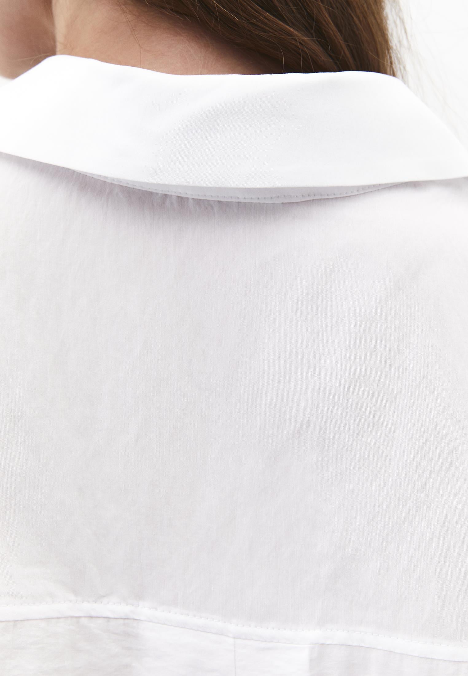 Oversize Long Sleeve Shirt with Ruching and Buttons - WHITE
