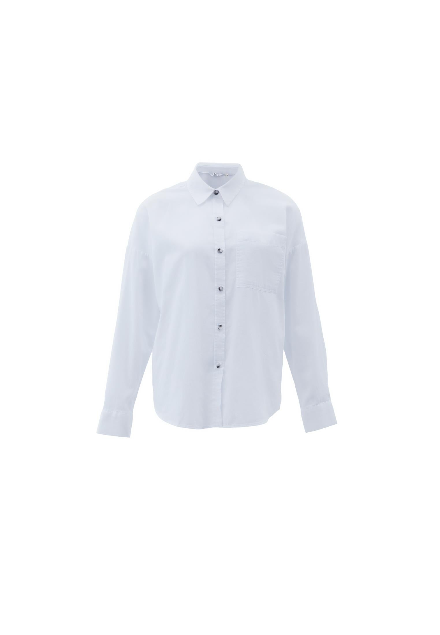 Shirt Collar Buttoned Oversize Long Sleeve Shirt - WHITE