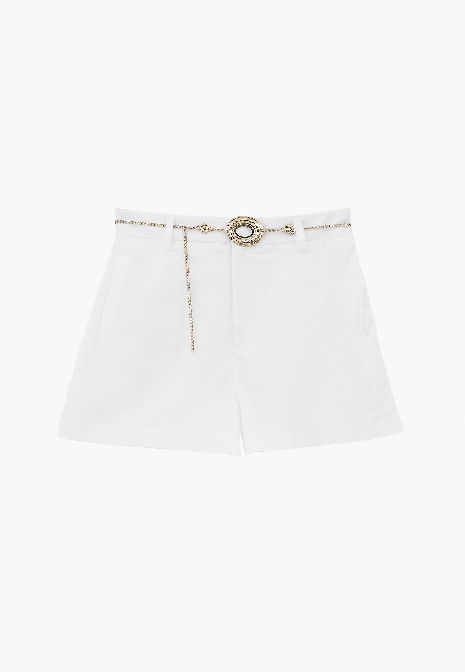 Belted Ultra High Waist Short Shorts - WHITE