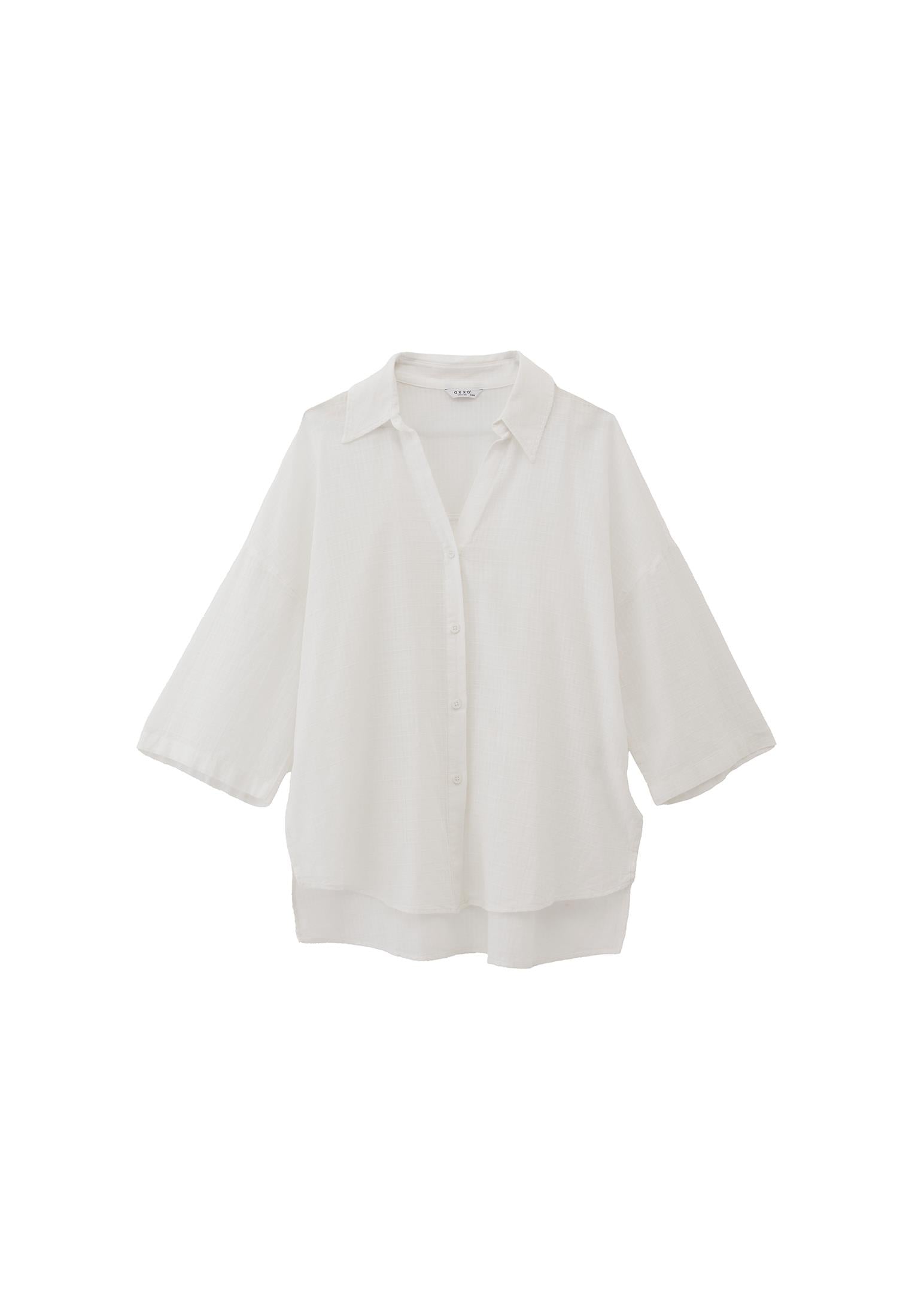 Button Detailed Oversize Shirt - WHITE