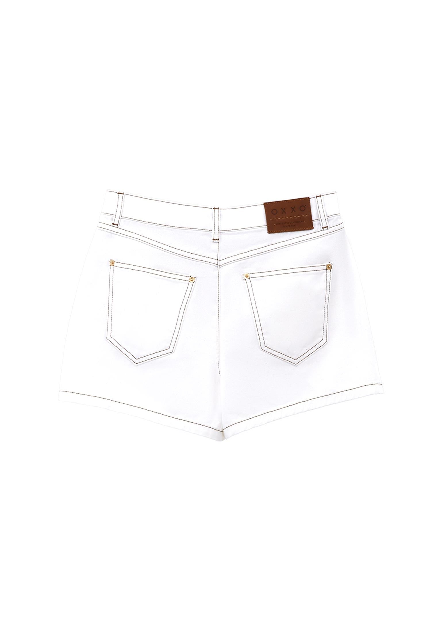Ultra High Waist Cotton Shorts - WHITE