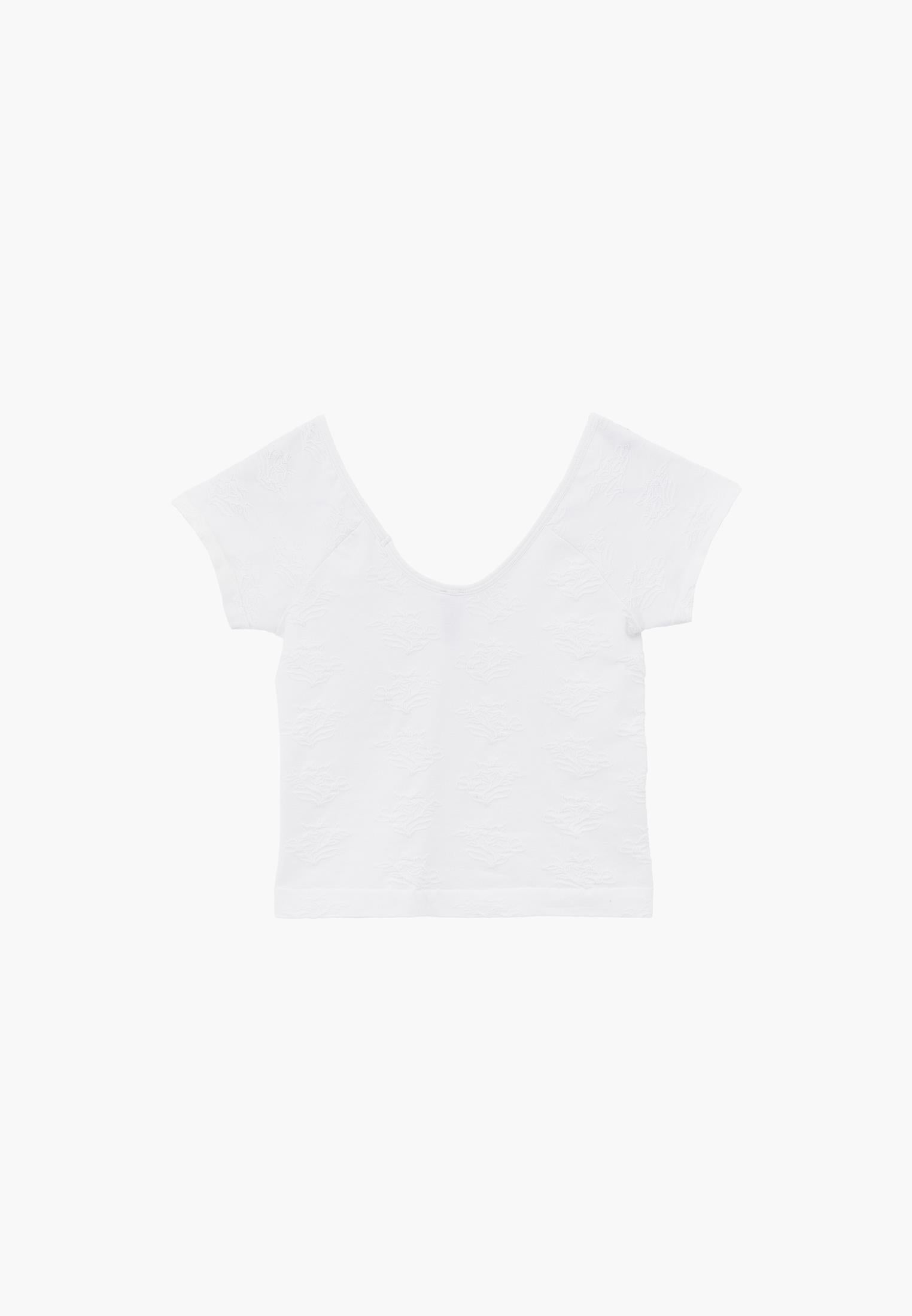Wide Neck Short Sleeve Bodycon T-Shirt - WHITE