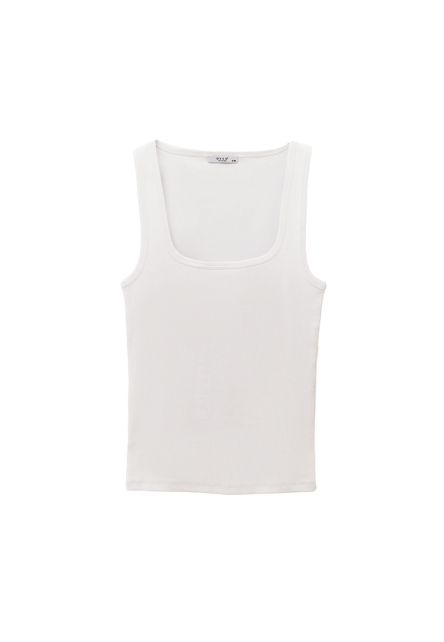 Square Neck Bodycon Tank Top - WHITE