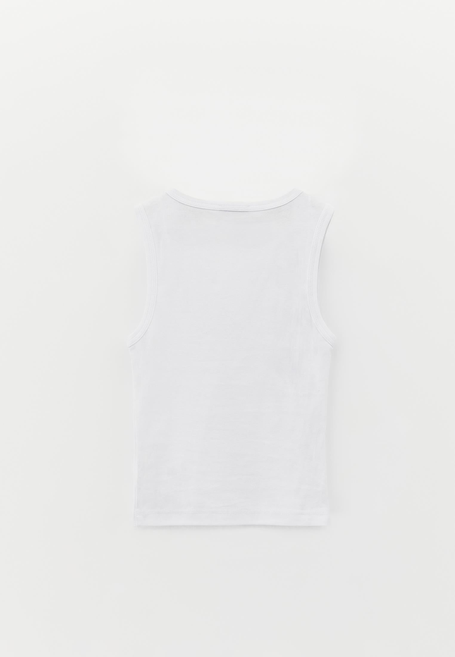 V Neck Bodycon Rib Tank Top - WHITE