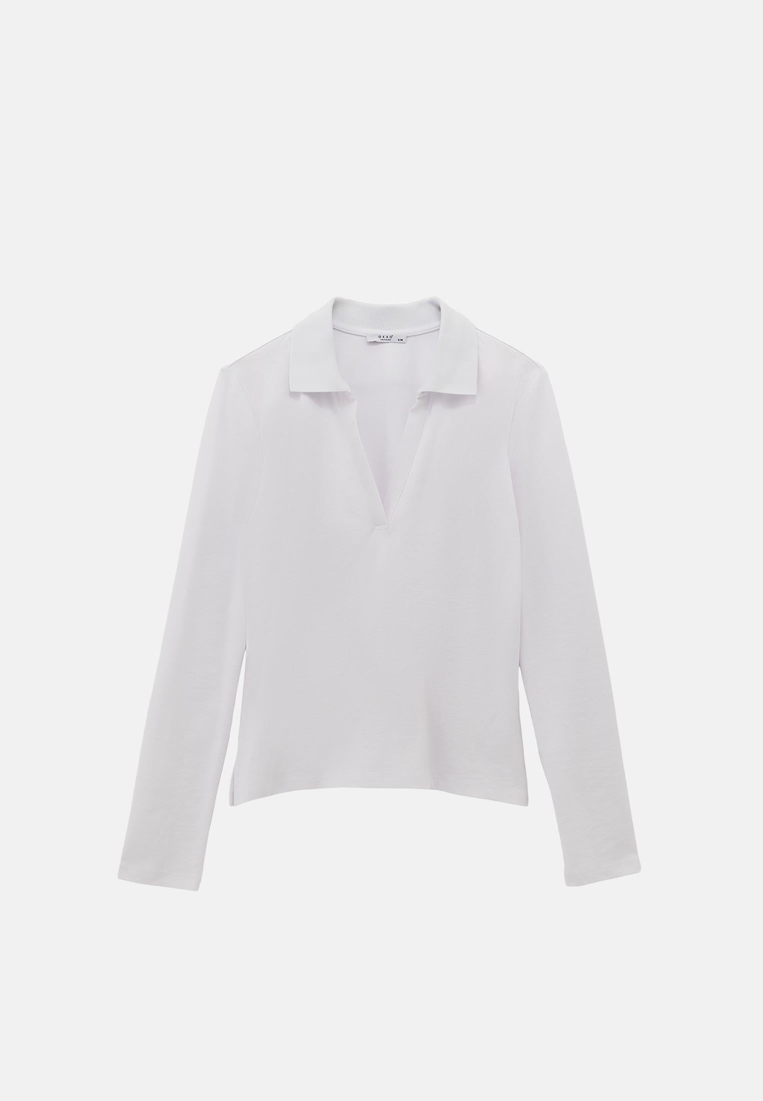 Standard Polo Collar T-Shirt With Slit Detail - WHITE