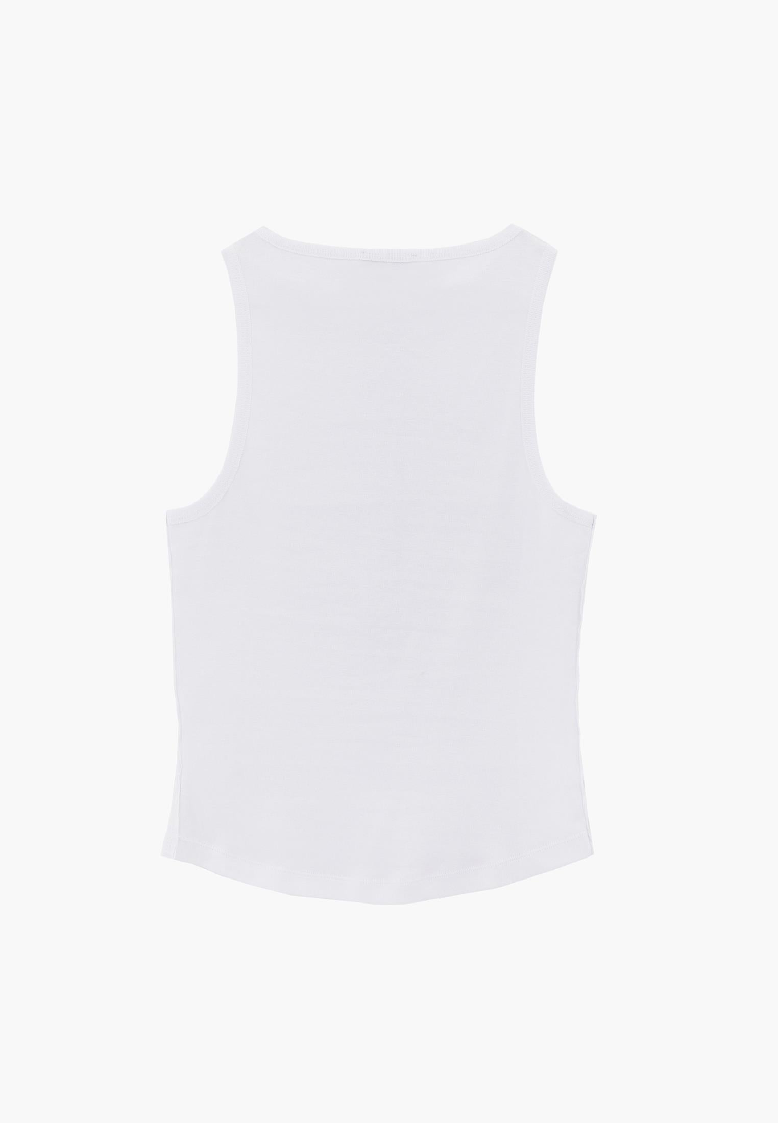 Crew Neck Button Detailed Tank Top - WHITE