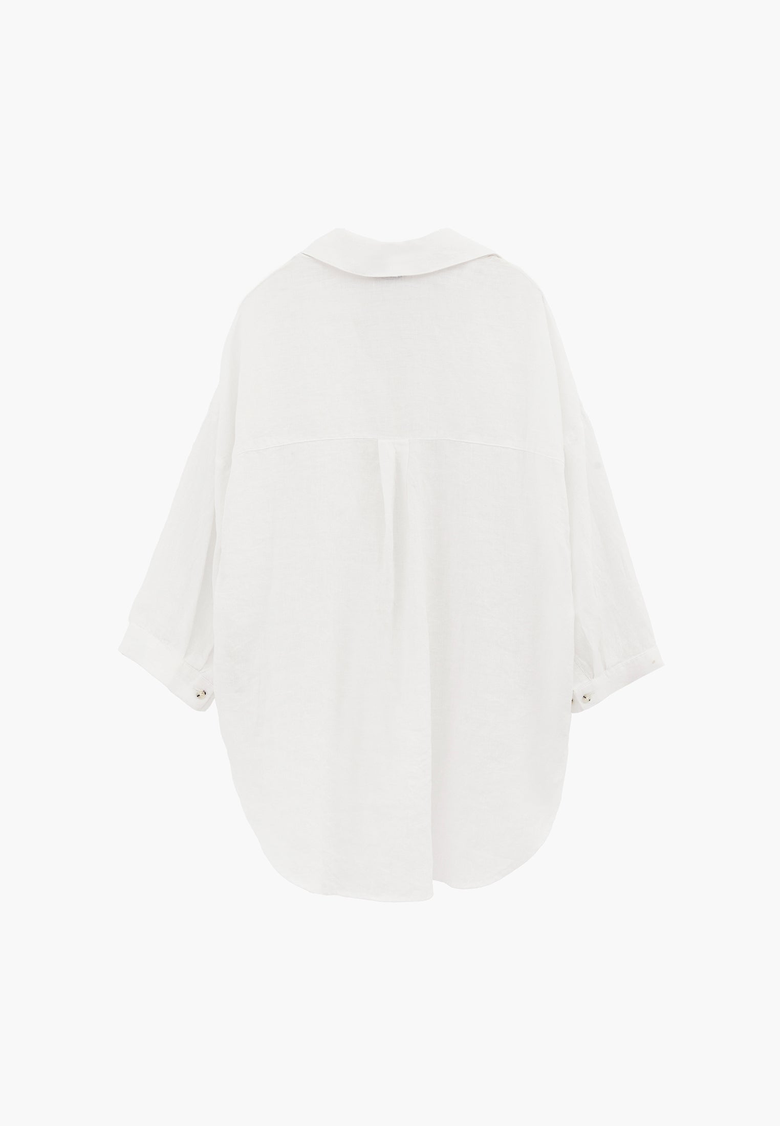 Shirt Collar Oversize Button Detailed Standard Shirt - WHITE