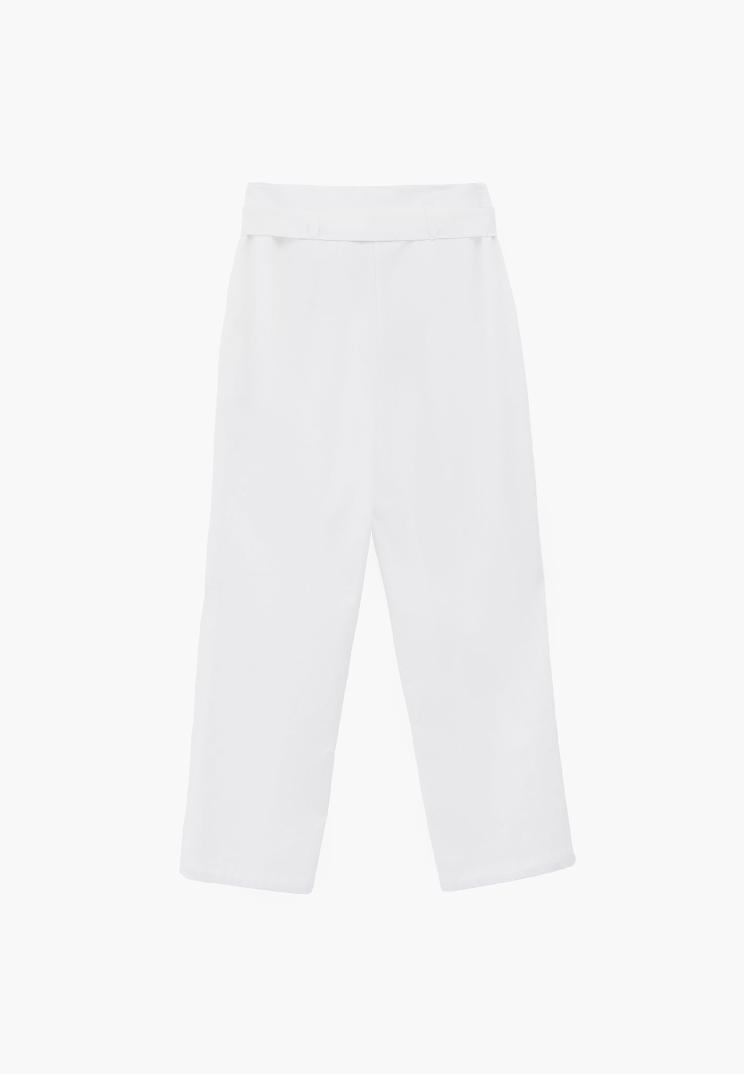 Ultra High Waist Carrot Pants With Belt And Elastic Waist - WHITE
