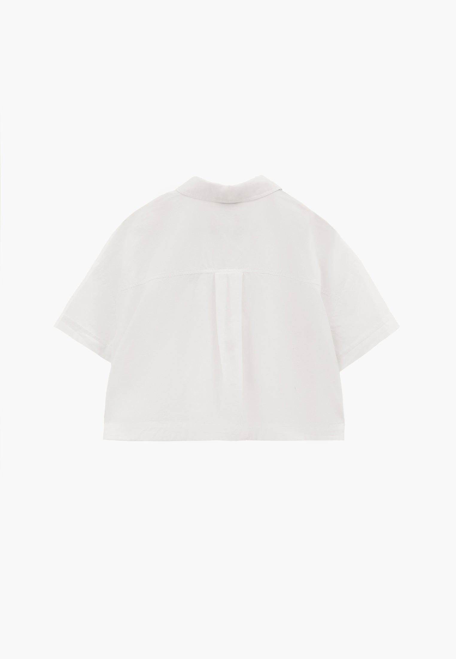 Shirt Collar Loose Short Sleeve Pocket Detailed Cropped Shirt - WHITE