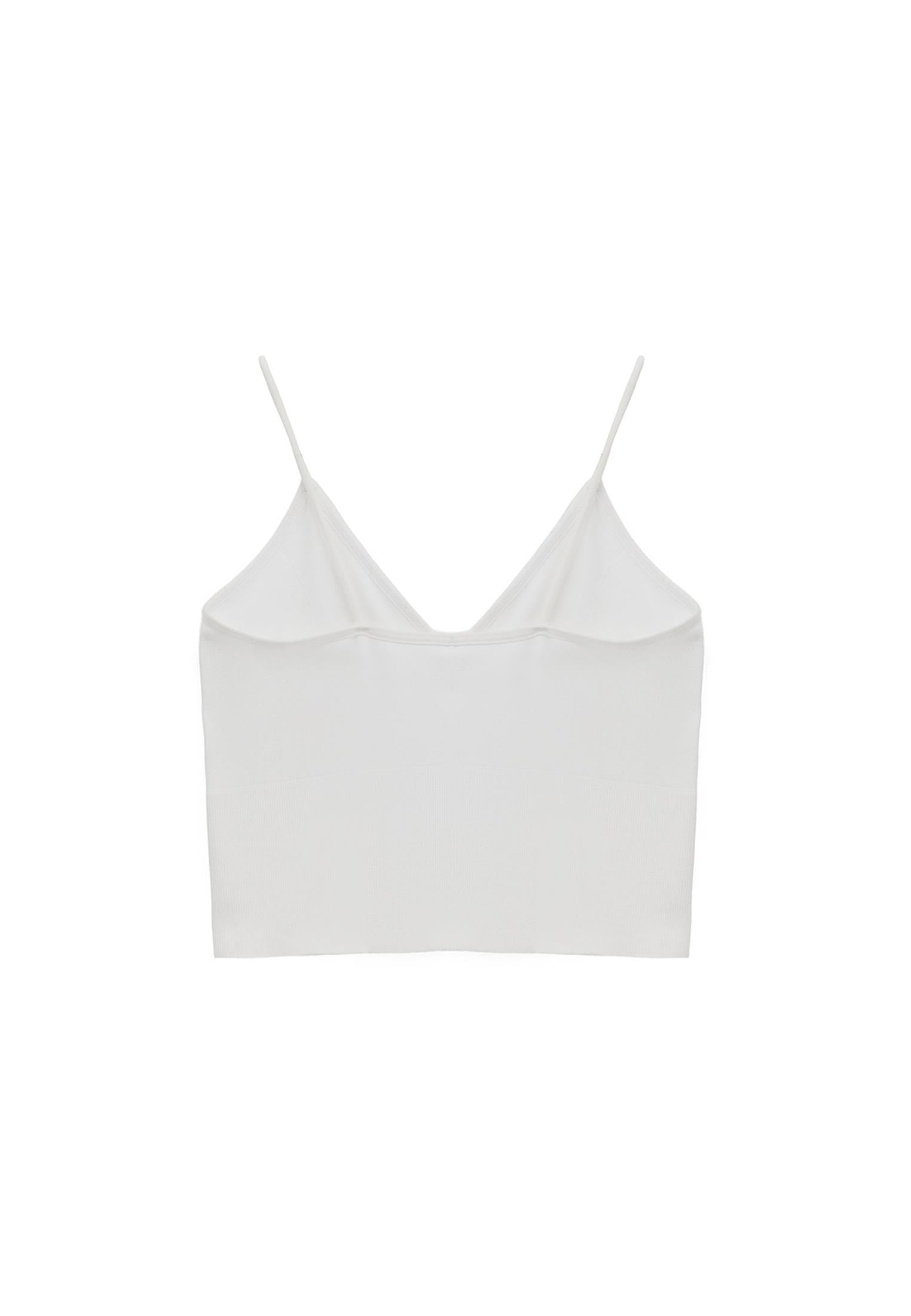 Seamless V Neck Tank Top - WHITE