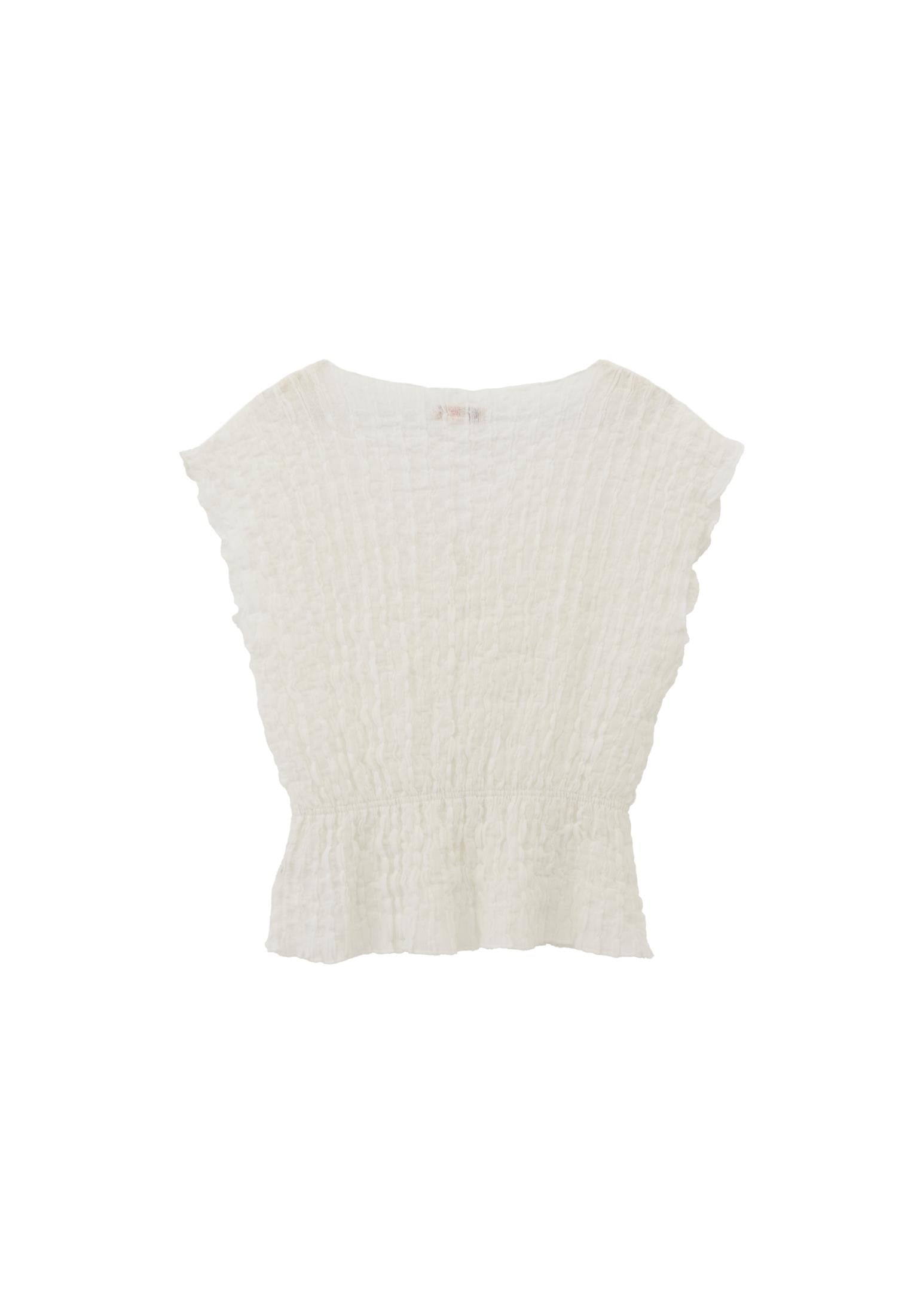 V Neck Short Sleeve Blouse - WHITE
