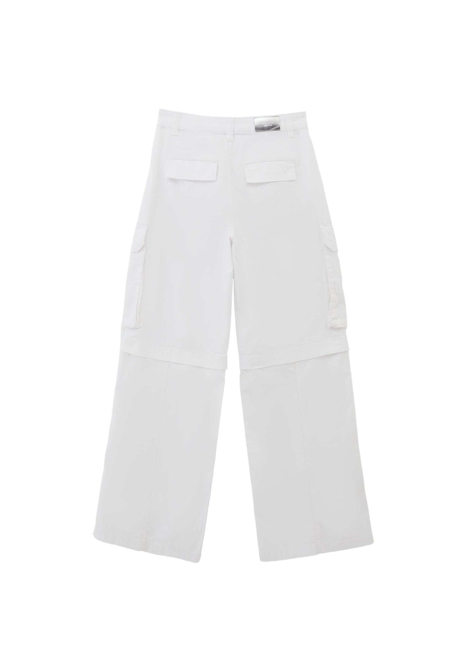 Wide Leg High Waist Cargo Pants - WHITE