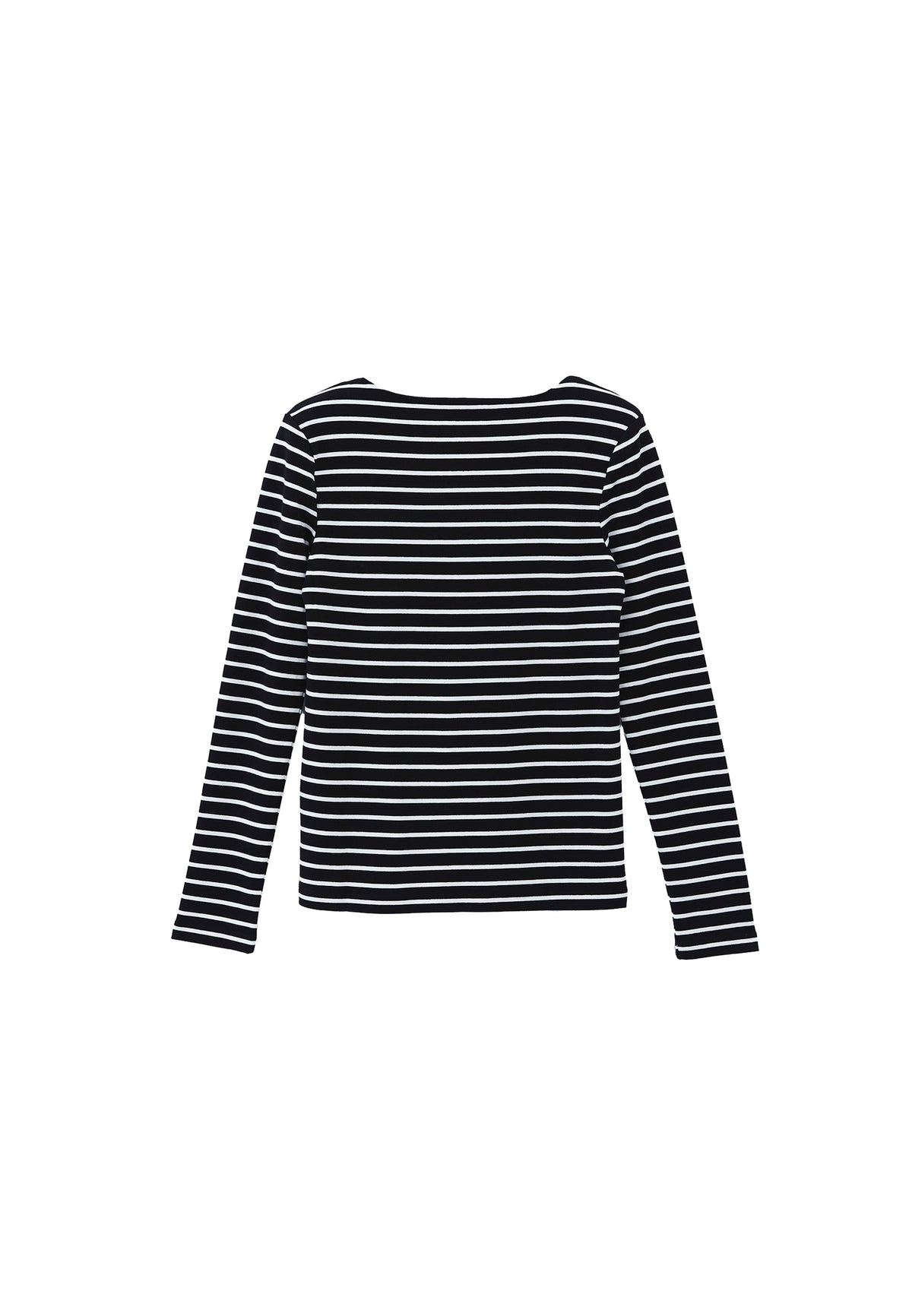 Long Sleeve Boat Neck Sweatshirt - BLACK/WHITE