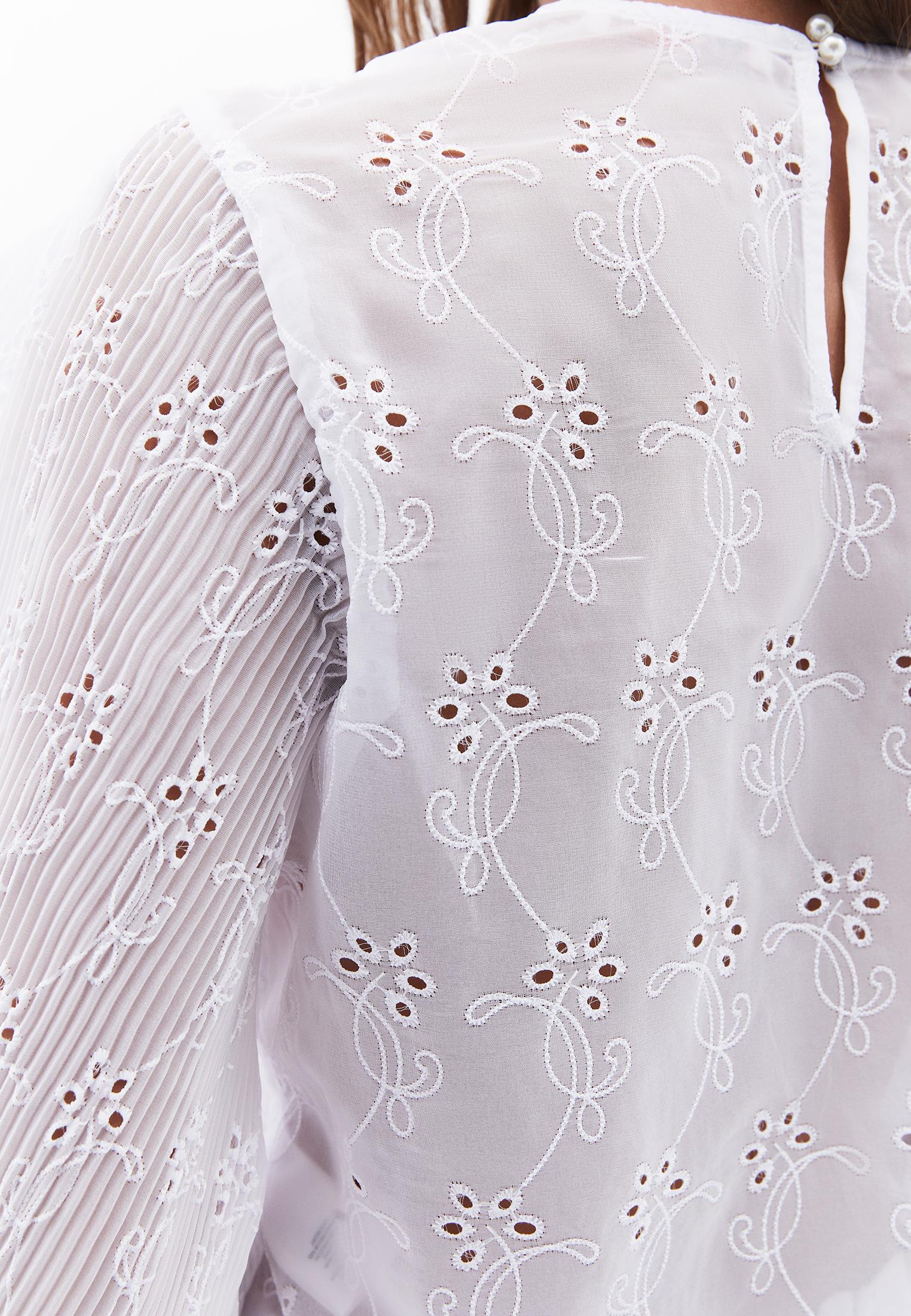 Slit Detailed Cropped Blouse - WHITE