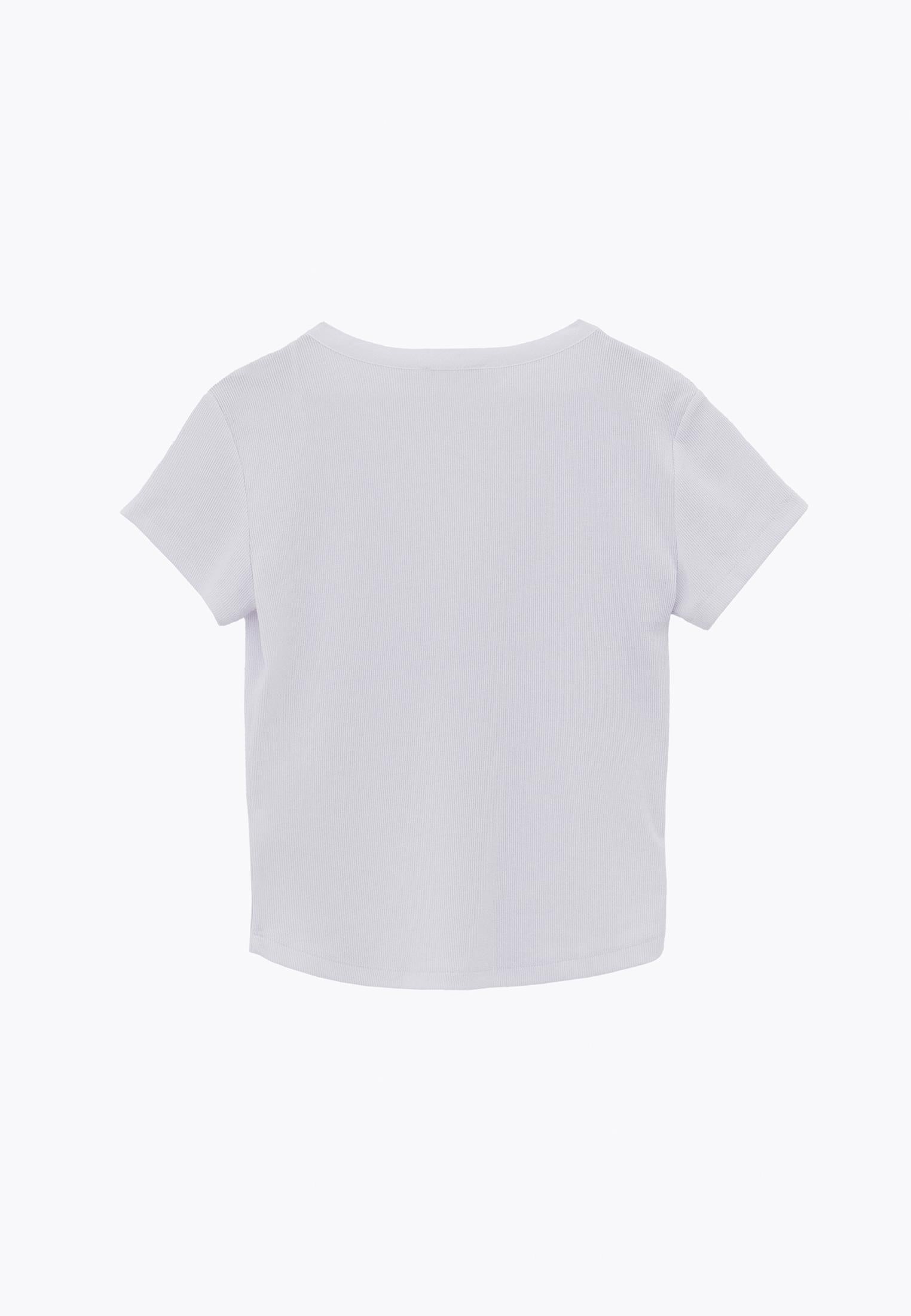 V Neck Slim Fit T-Shirt - WHITE