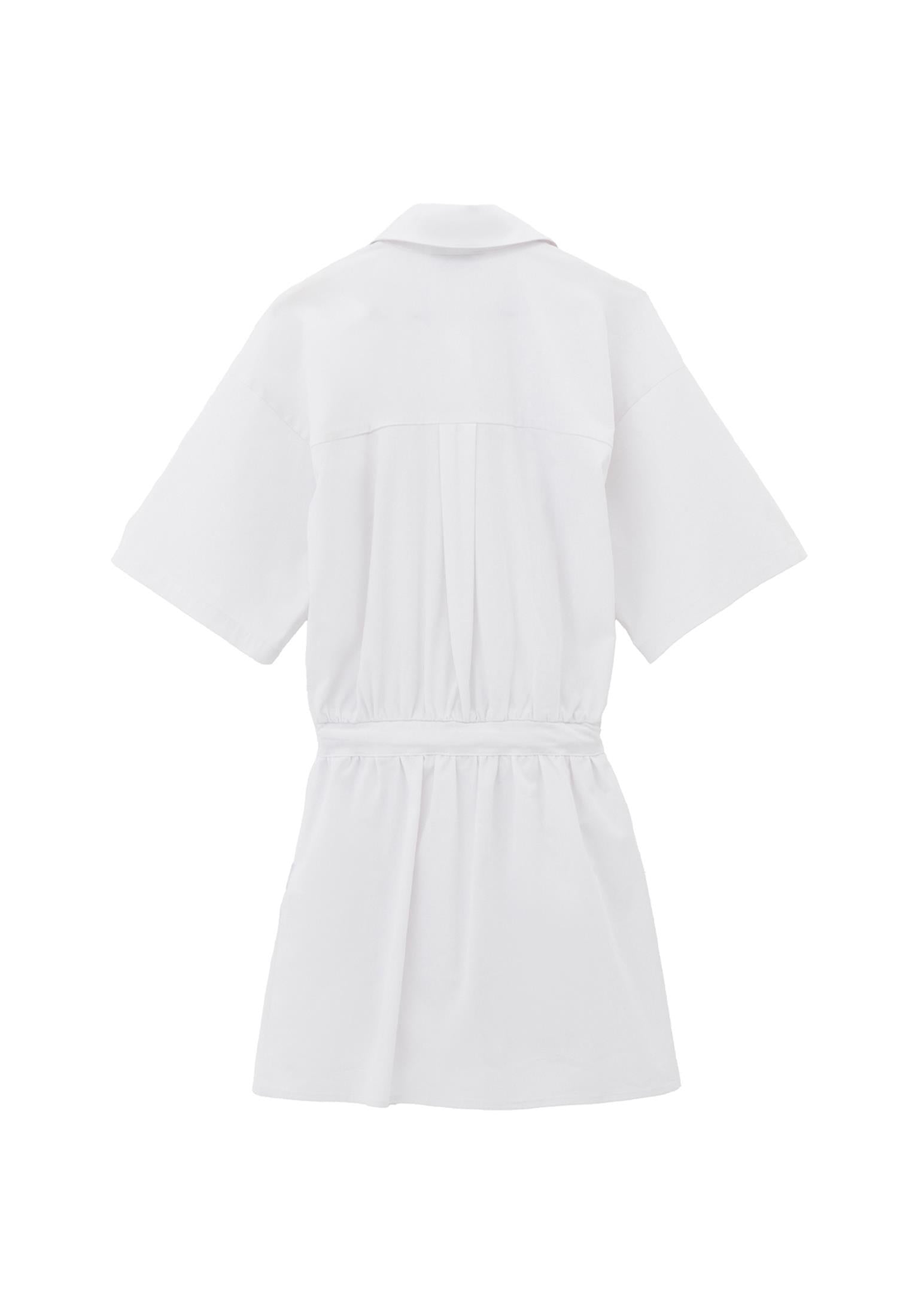 Oversize Short Shirt Collar Women Dress - WHITE