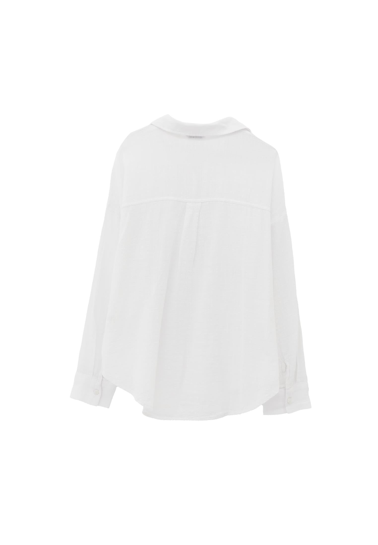 Button Detailed Oversize Long Sleeve Shirt - WHITE